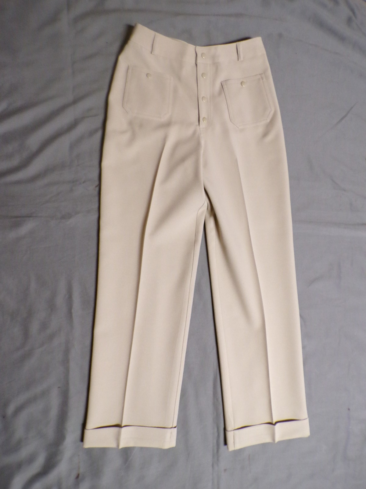 Vintage ODDS 'N ENDS Beige Size 7 Cuffed Pants Slacks Waist 28″ 1980’s