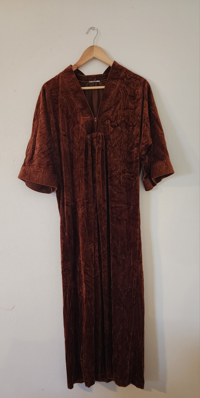 Elegant 30s/40s Rich Chocolate Brown Silk Velvet Dress, 56in Tall 22in Wide