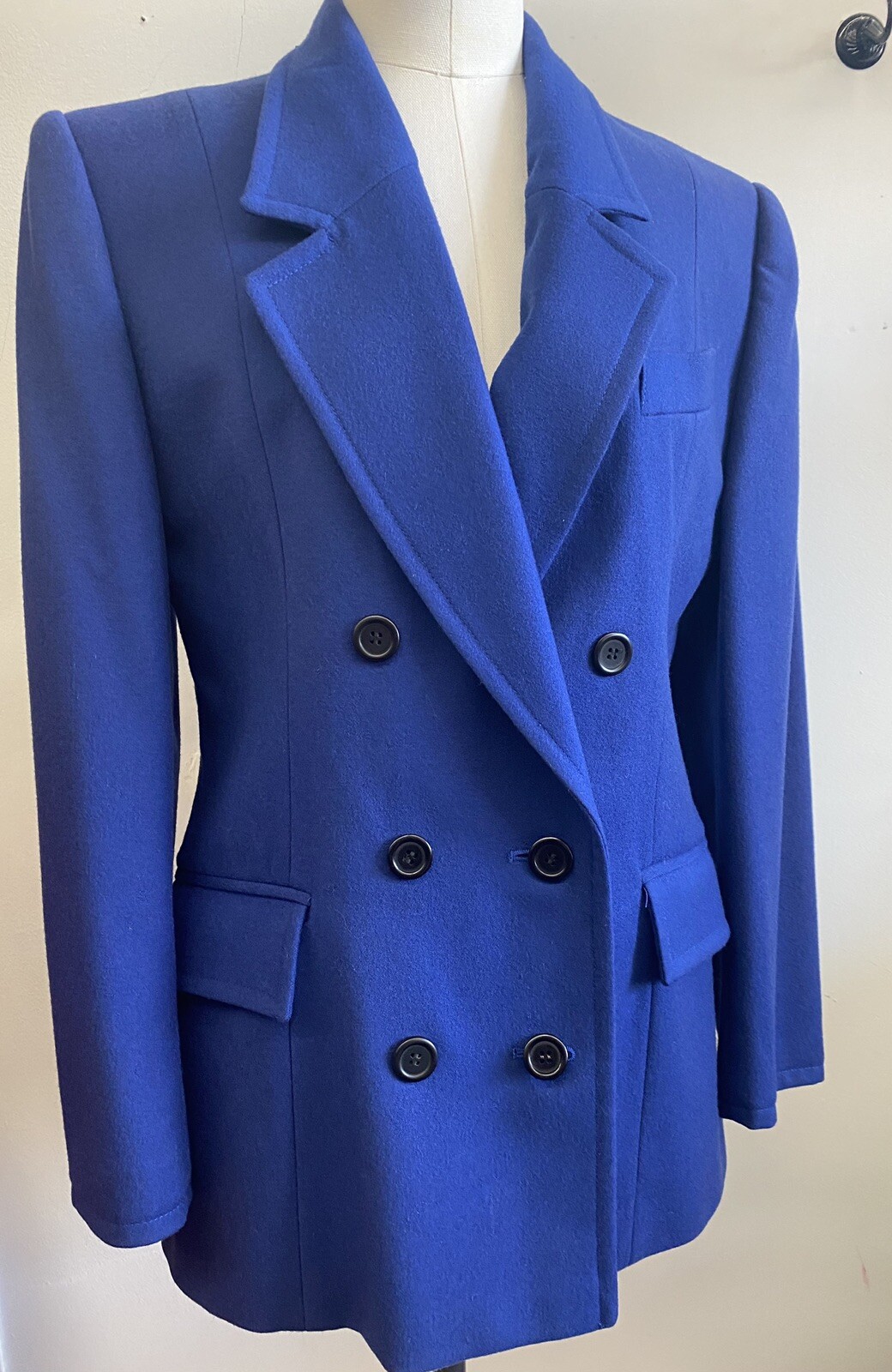 Vintage Guy Laroche Royal Blue Double Breasted Blazer Boxy Jacket Size 38