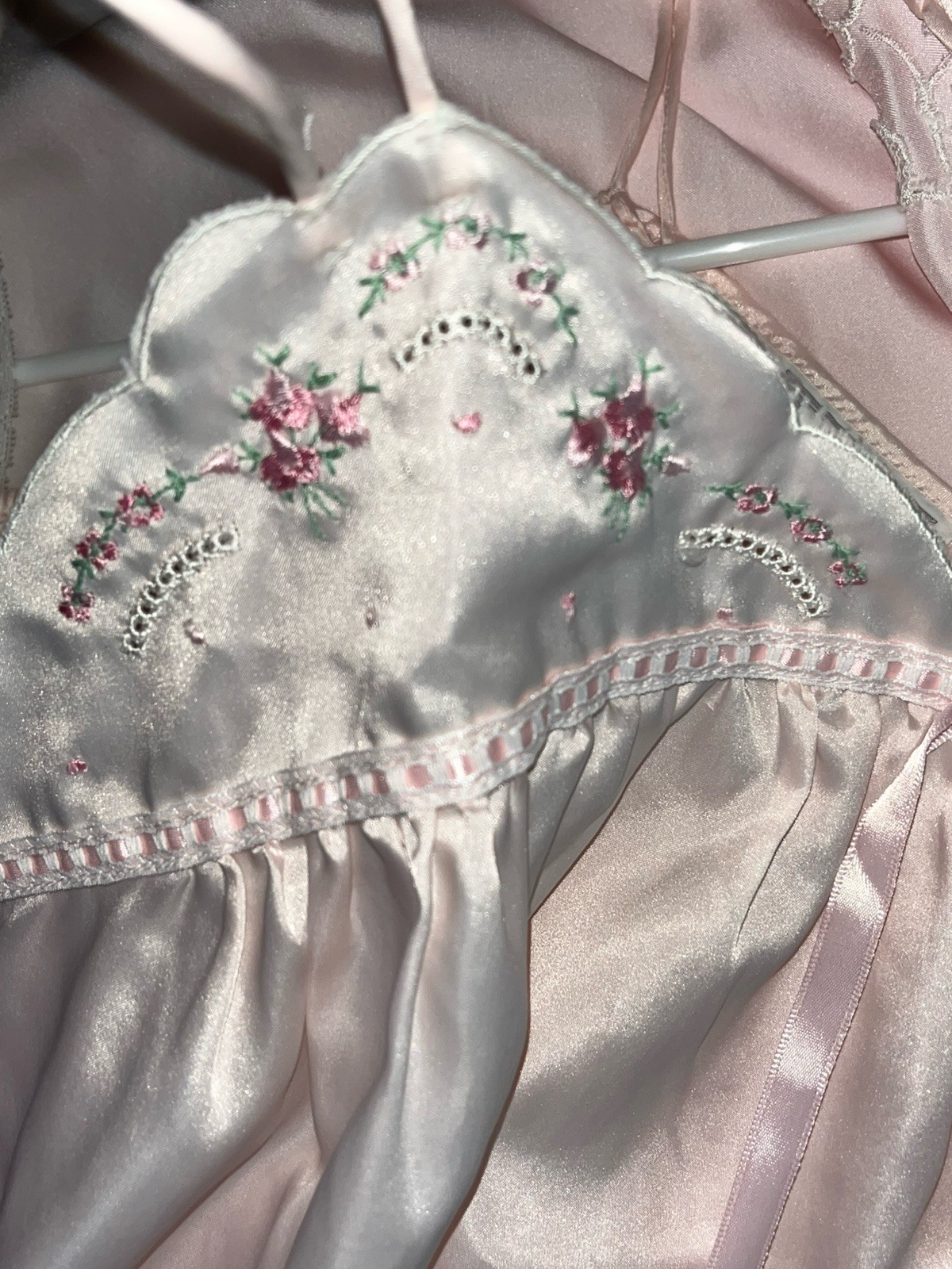 Vtg Nightgown Barbizon Boutique Sara Beth Robe Set Glossy Pink Tiny Roses M L 38