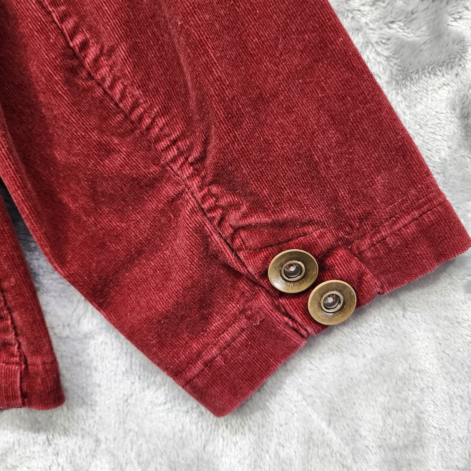 Vintage CJ Banks Jacket Womesn 1X Red Wine Corduroy Stretch Cotton Casual Preppy