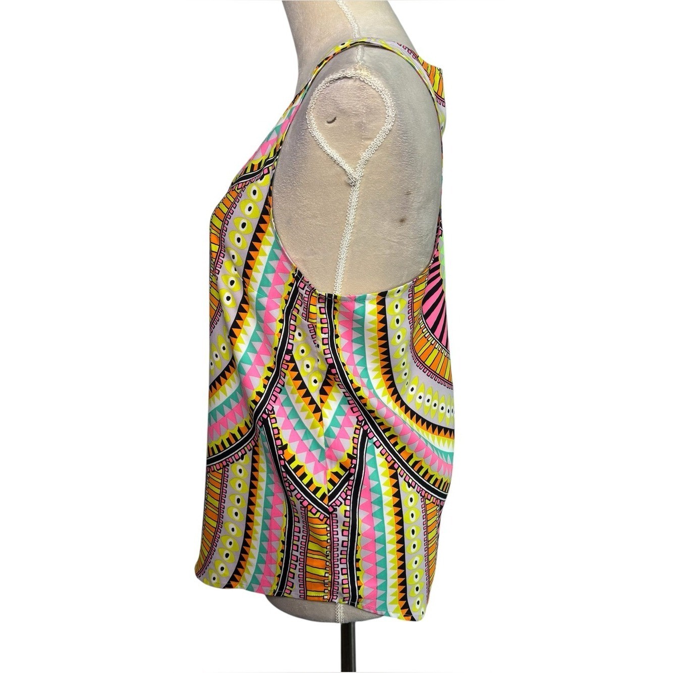 Mara Hoffman Vintage Neon Geometric Tank Top Small Bohemian Festival Coachella