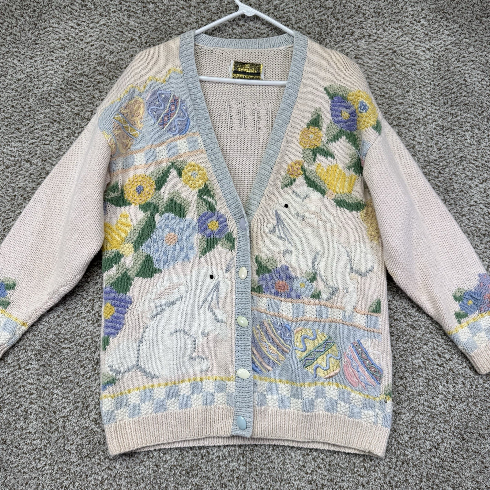 VTG Marisa Christina Classics Sweater Women’s Medium Easter Hand Knit Cardigan