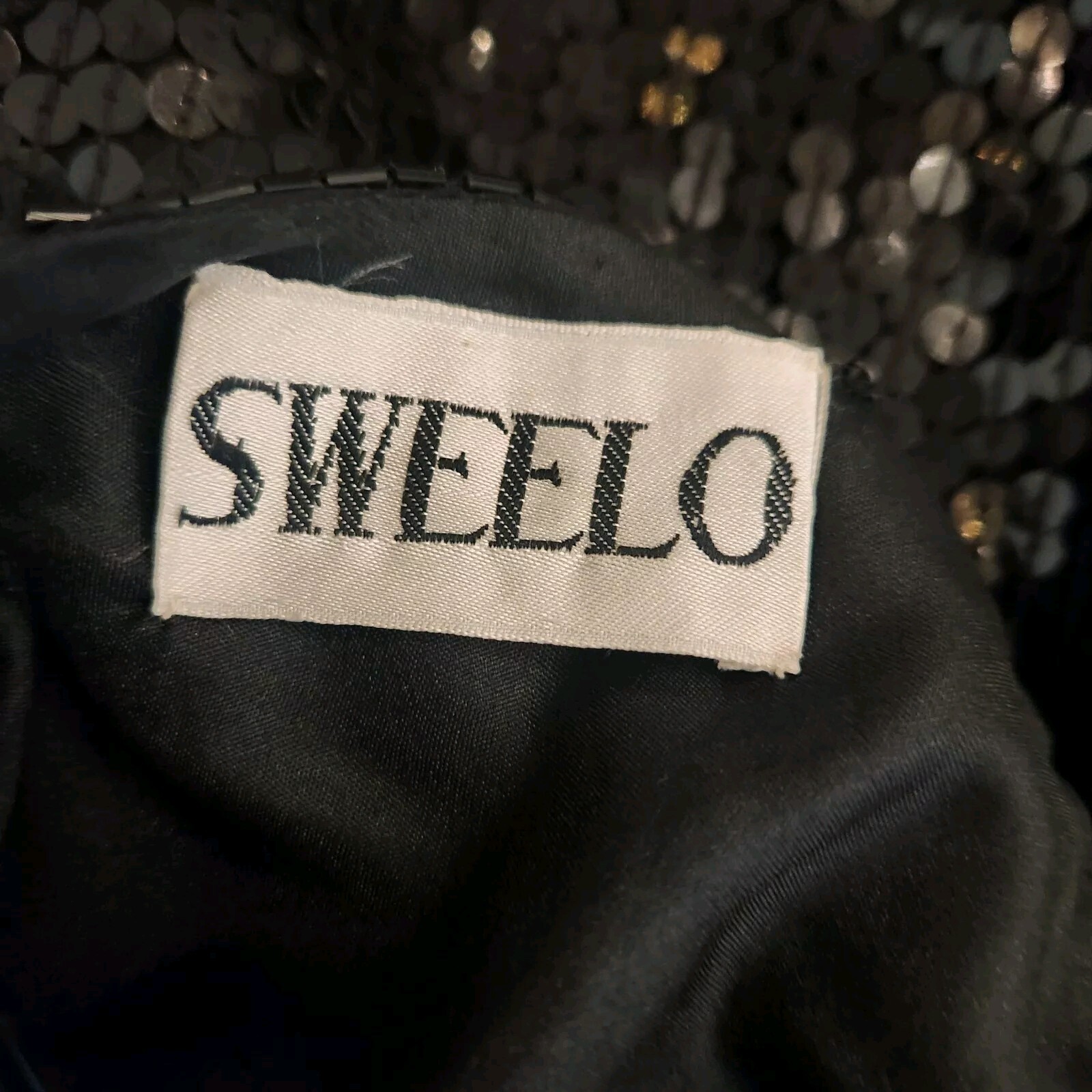 Vtg 80s Sweelo Beaded Blouse Sz S Evening 100% Silk top New Years party sequin