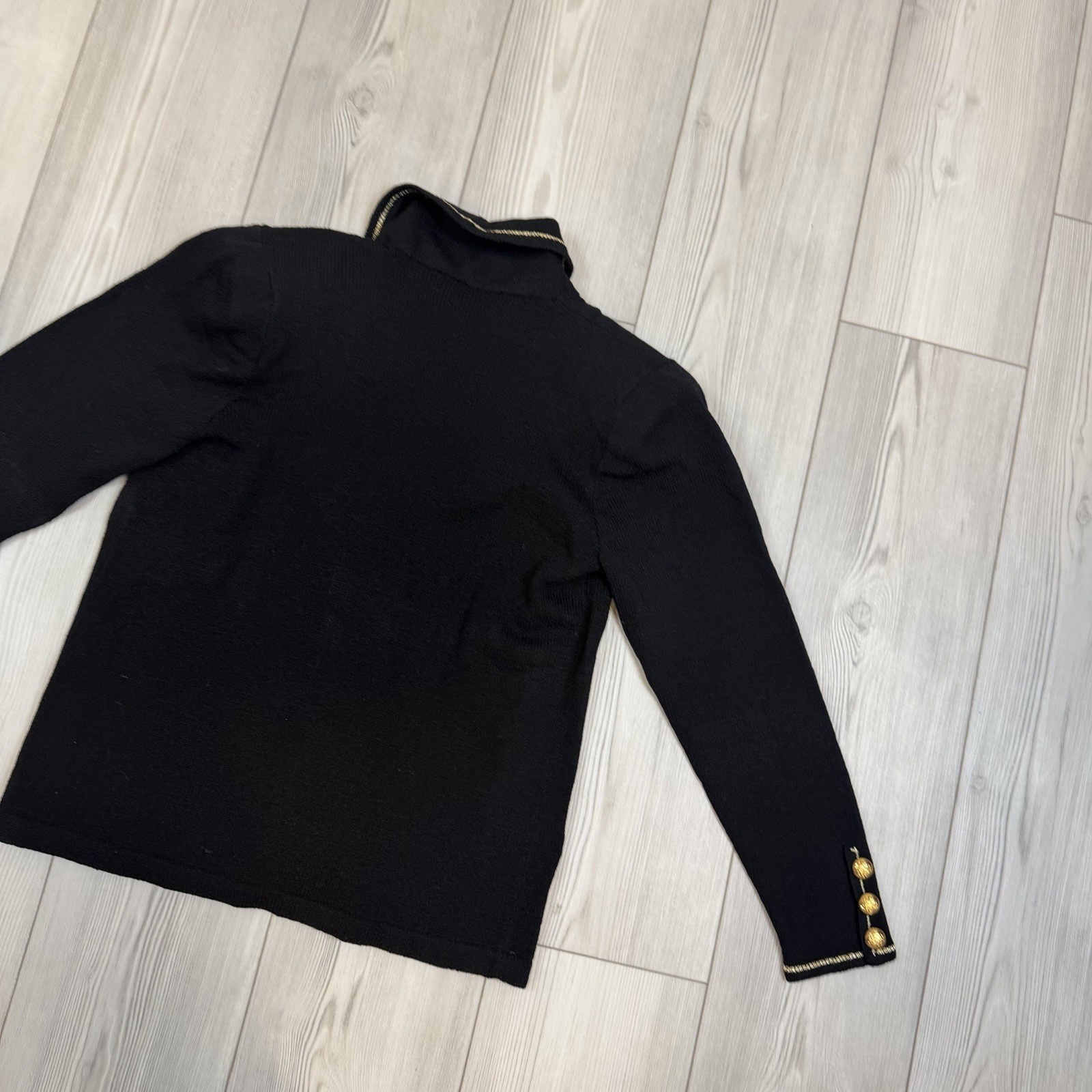 Vintage Don Sayres For Wellmore Wool Blend Black Blazer Gold Embellishment 8