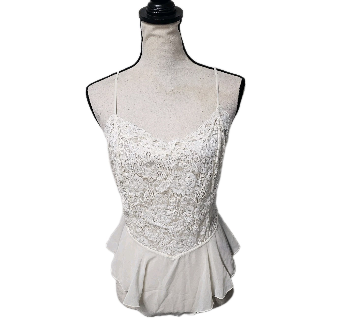 VTG 90’s Lingerie White Playsuit Med Lace Sheer Romper Coquette Teddy Balletcore