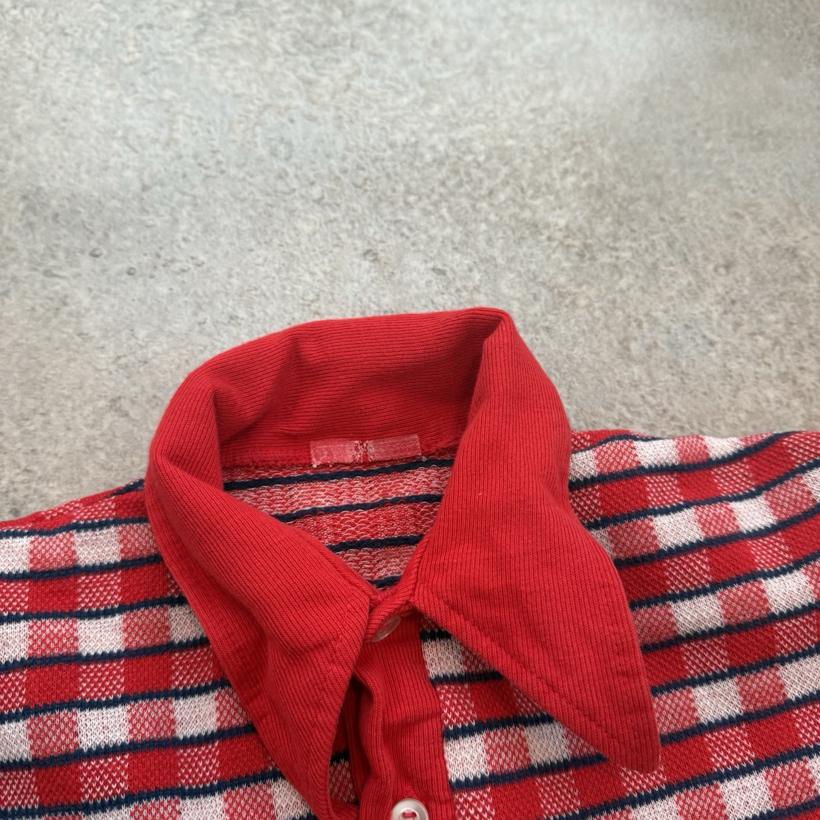 True Vintage 60s Norman Marcus Polo Shirt Women’s S Plaid Cute Boho 1960s Red