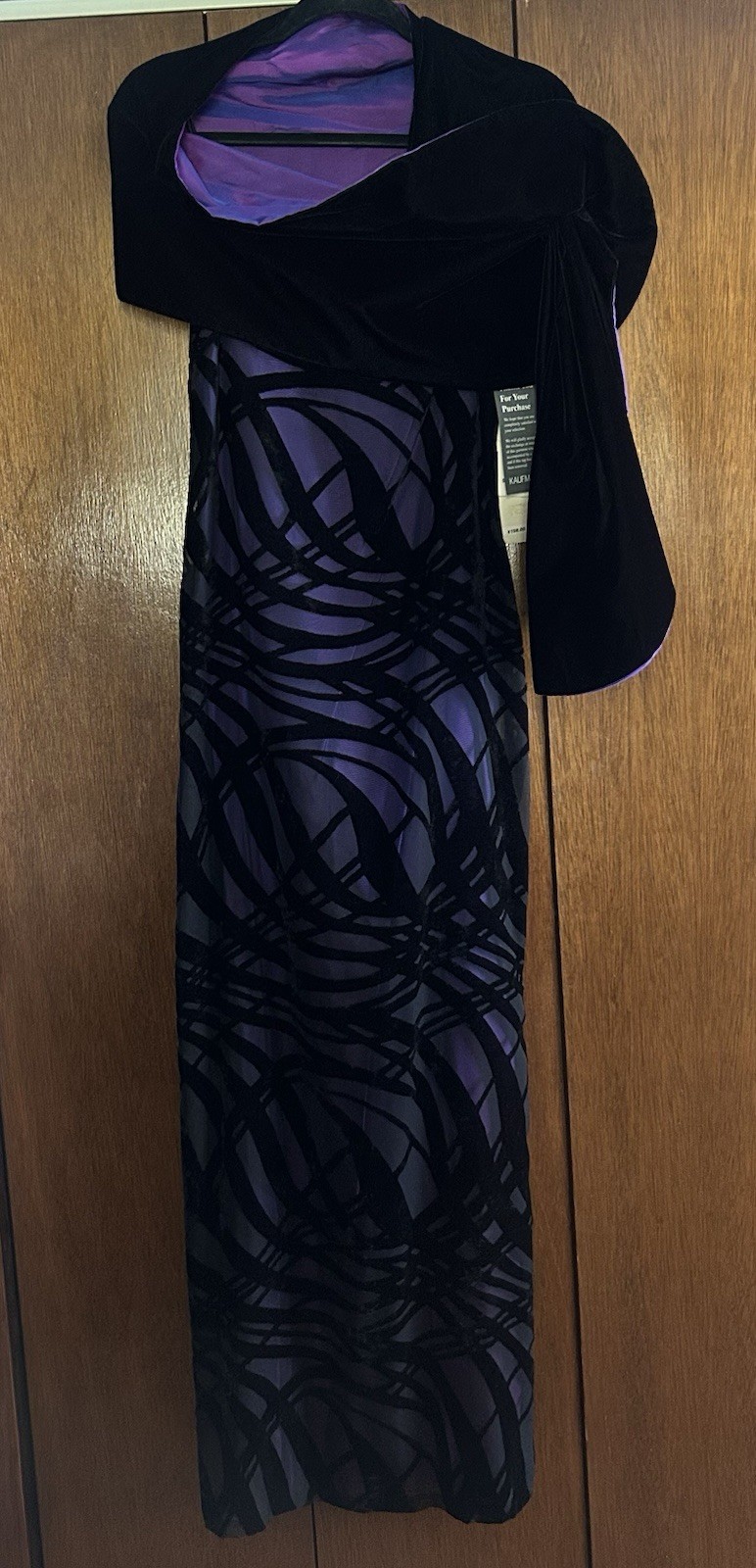 Vintage Arianna by Rachel Kaye Black Purple Velvet Claudie Dress w/Shawl•4•NWT
