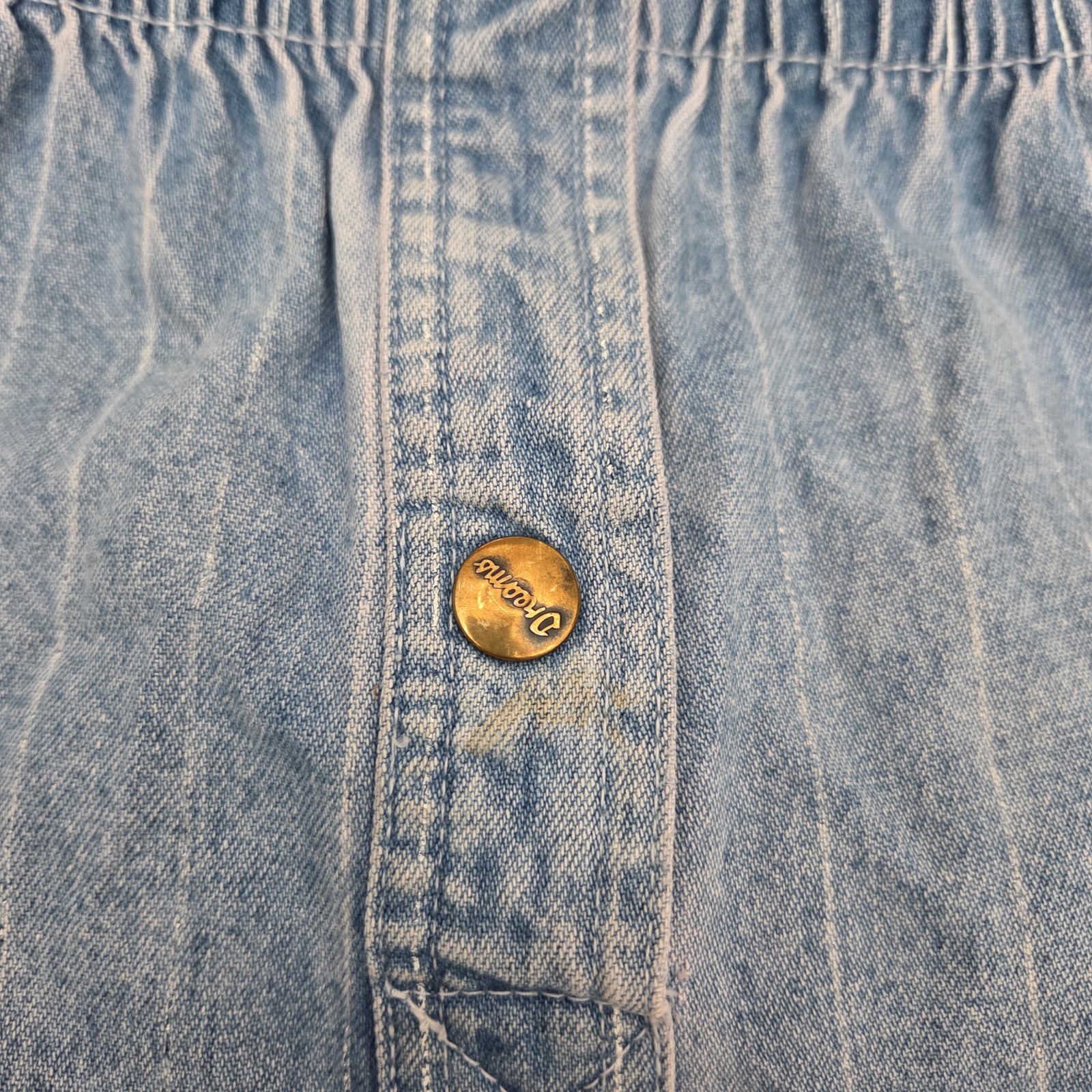 Vintage Dreams Denim Jumper Overall Shorts Striped Womens XL Read