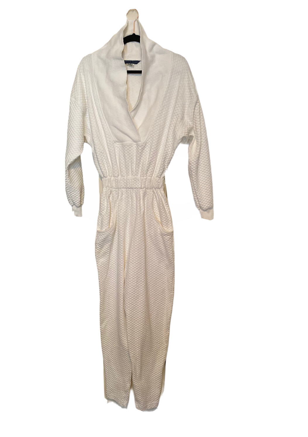 Seattle Gear 80s Vintage Jumpsuit Women’s White Ribbed Waffle Retro Moto Size S