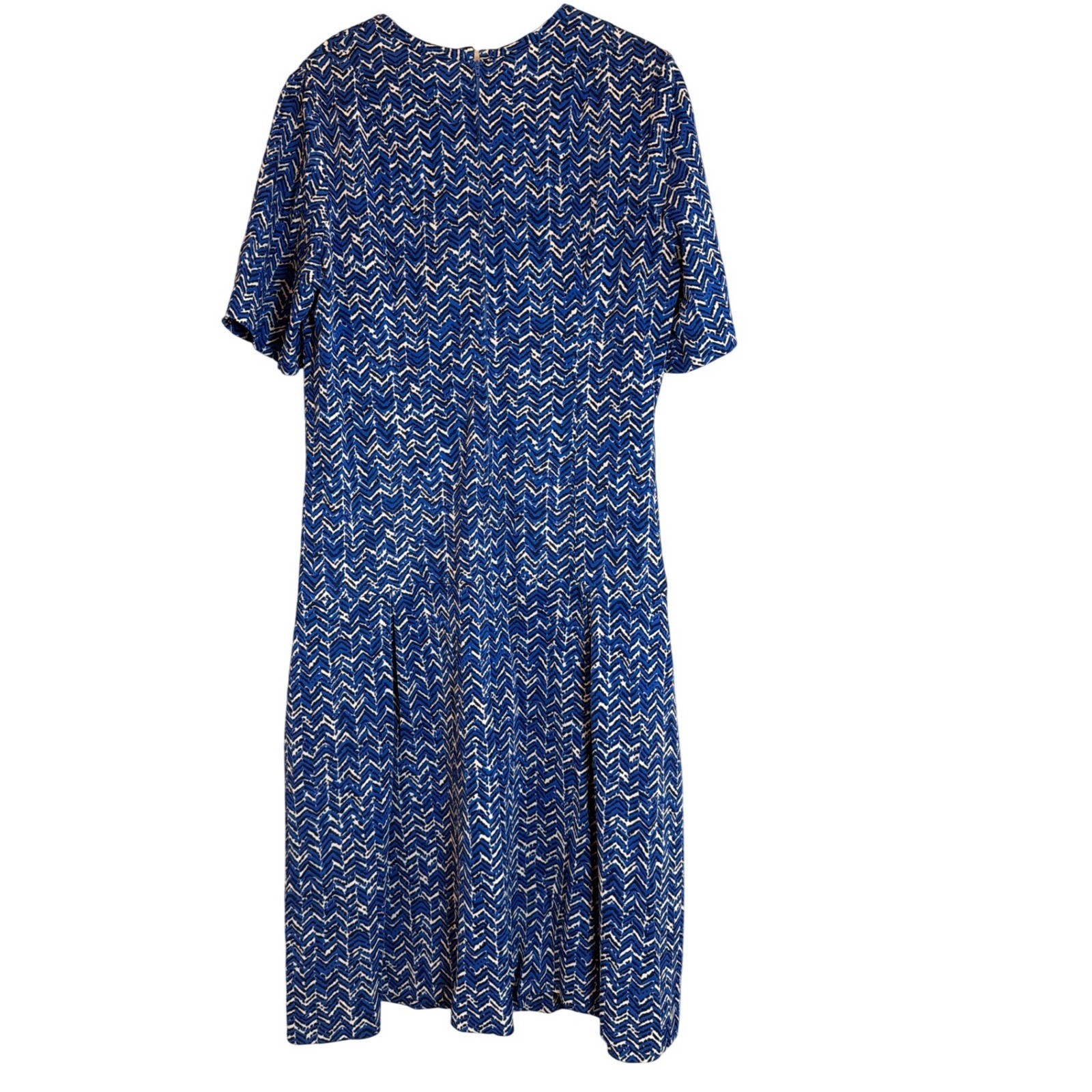 Vintage The Stroller Blue White Chevron Geometric Drop Waist Midi Dress 20.5