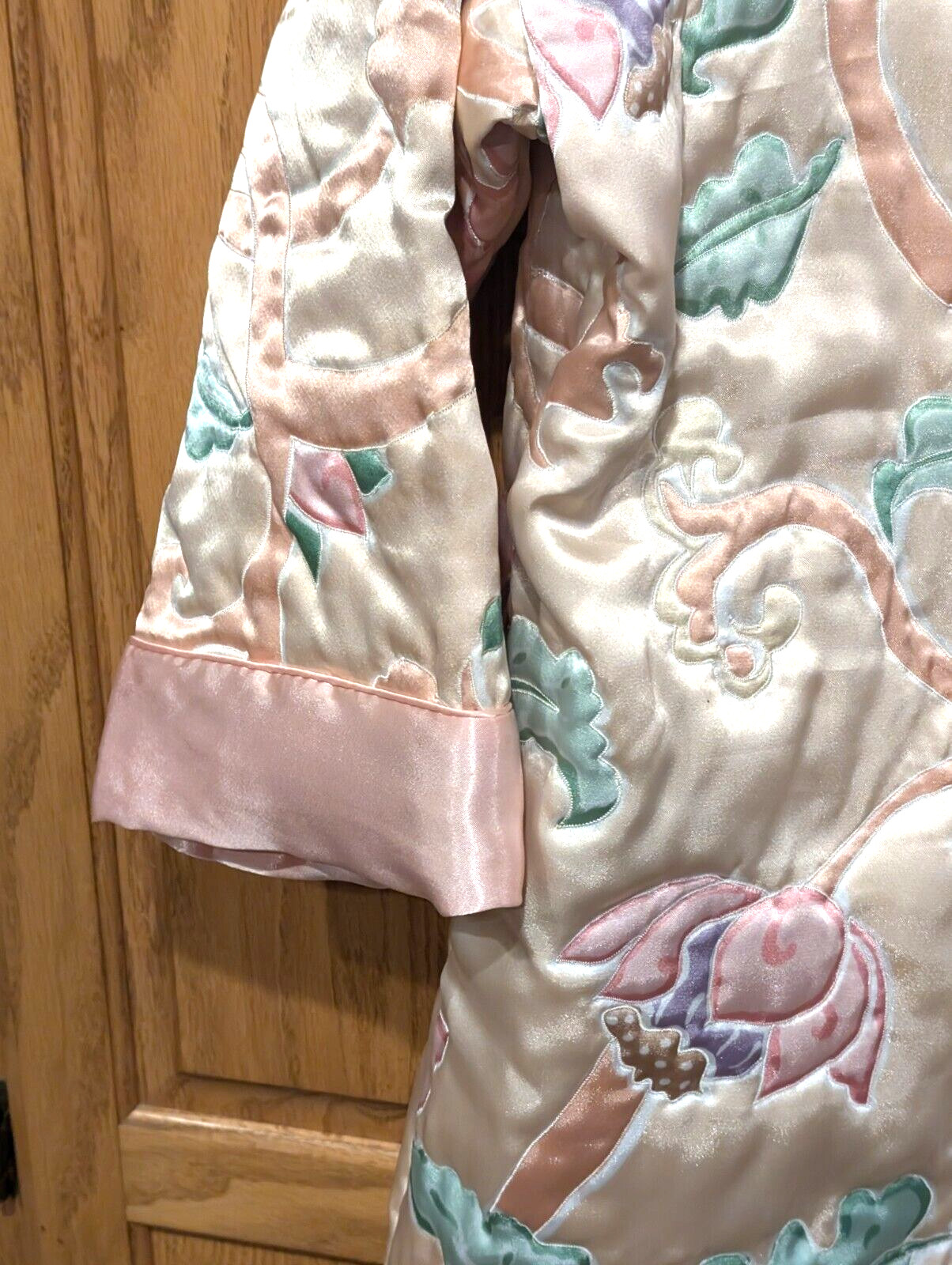 Vtg 80’s Victoria Secret Gold Label Satin Quilted Jacket Pastel Sz M/L