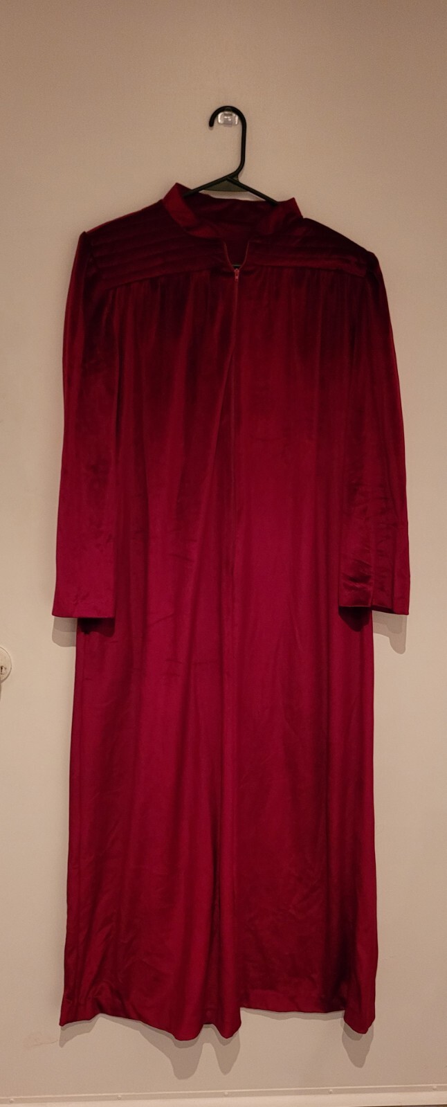 Vintage Womens Montgomery Ward Burgundy Wine Zip Robe House Coat Lounge Size M