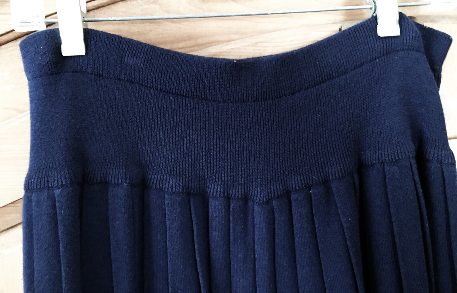 Vtg 1992 Susan Bristol Set Navy Blue Pleated Skirt & Button Top Knit Sweater Top