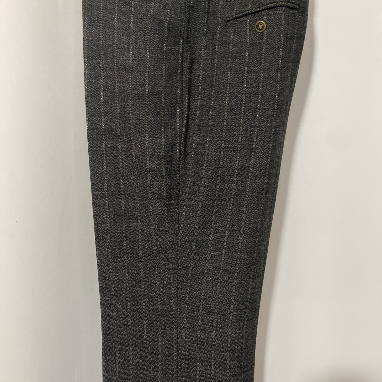 VTG Classic Tailored Pants Wide Leg Wool Sparkle Grey Pin Stripe SZ 10/12 Lined