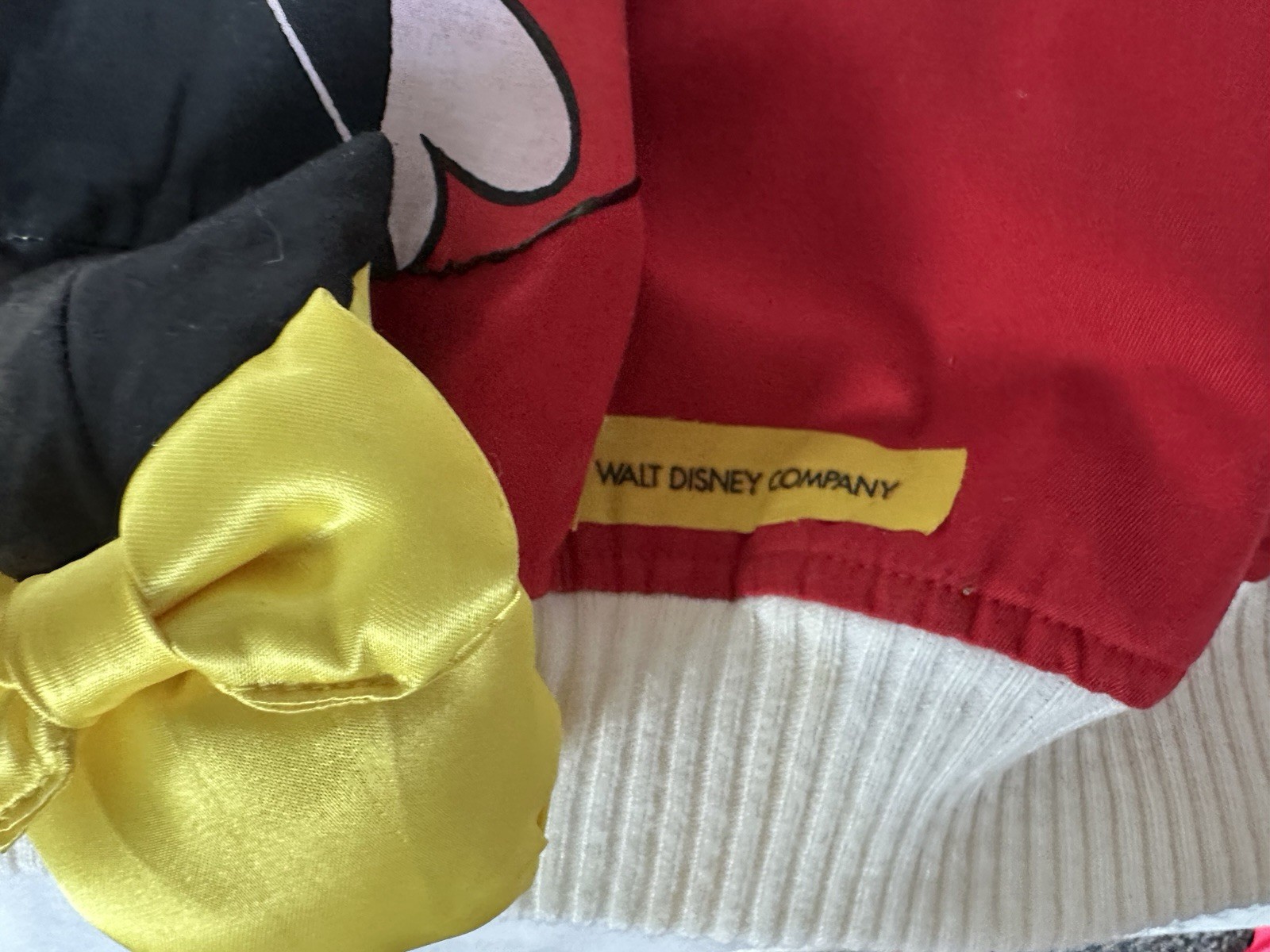 Vintage 80s Colleen Minnie Mouse Bomber Jacket 3D Plush Japan Disney Red Large