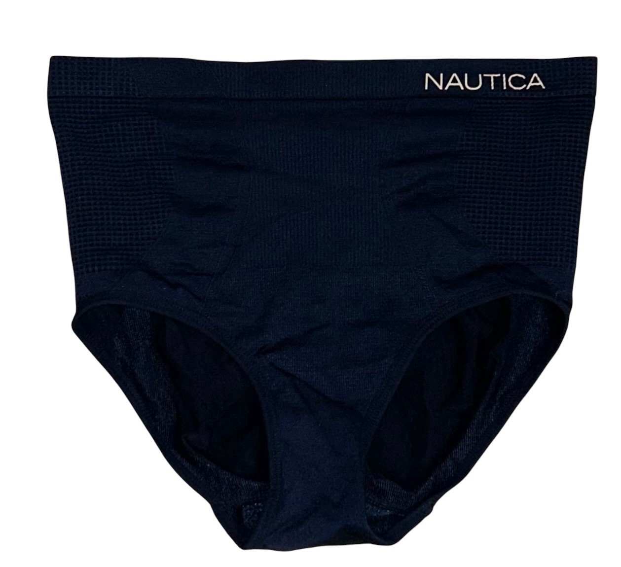 Nautica Blue Silky Soft Nylon High-Waisted Shaper Panties L NOS