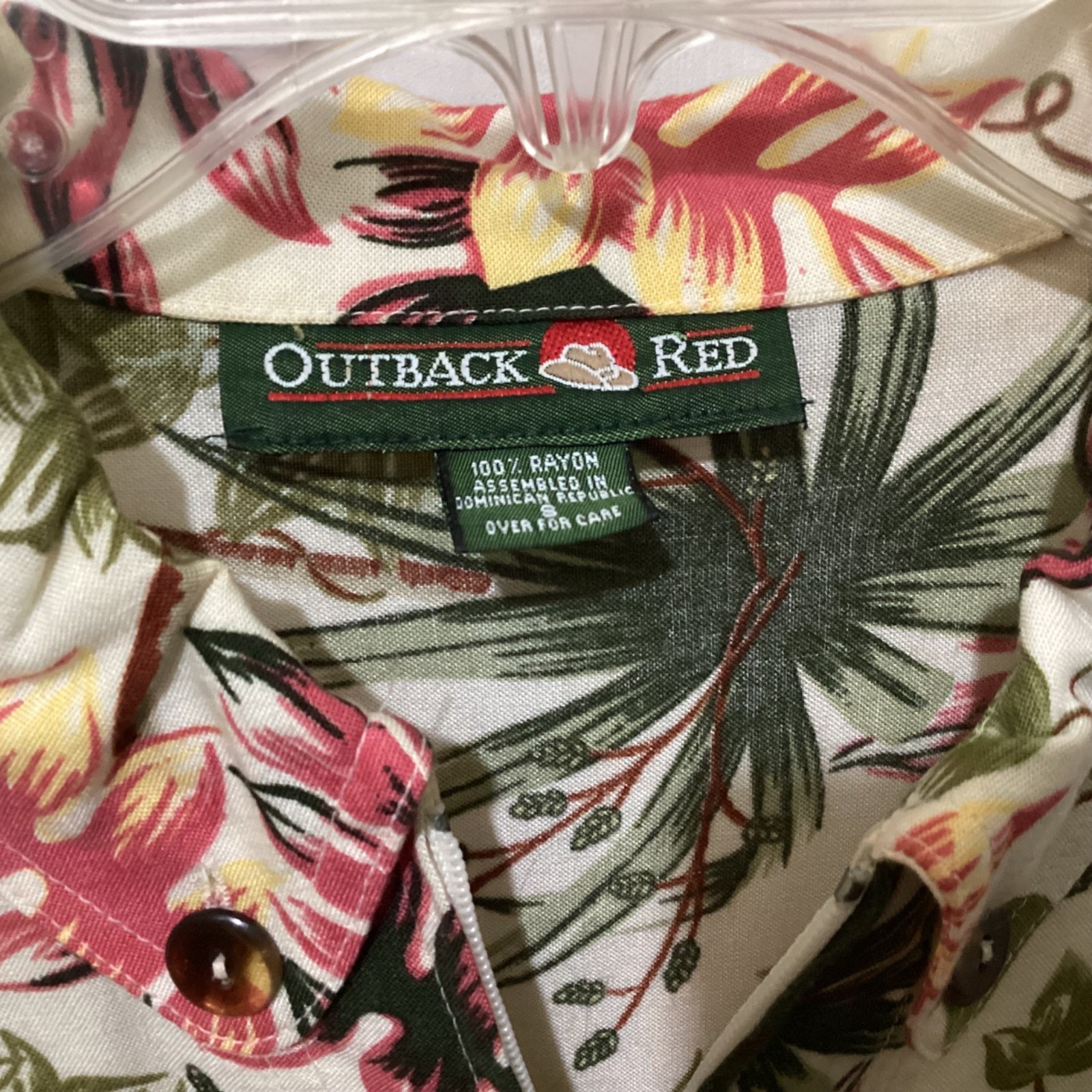VTG 90s OUTBACK RED Blouse Top Jacket Zip Cropped Floral Rayon ~Small