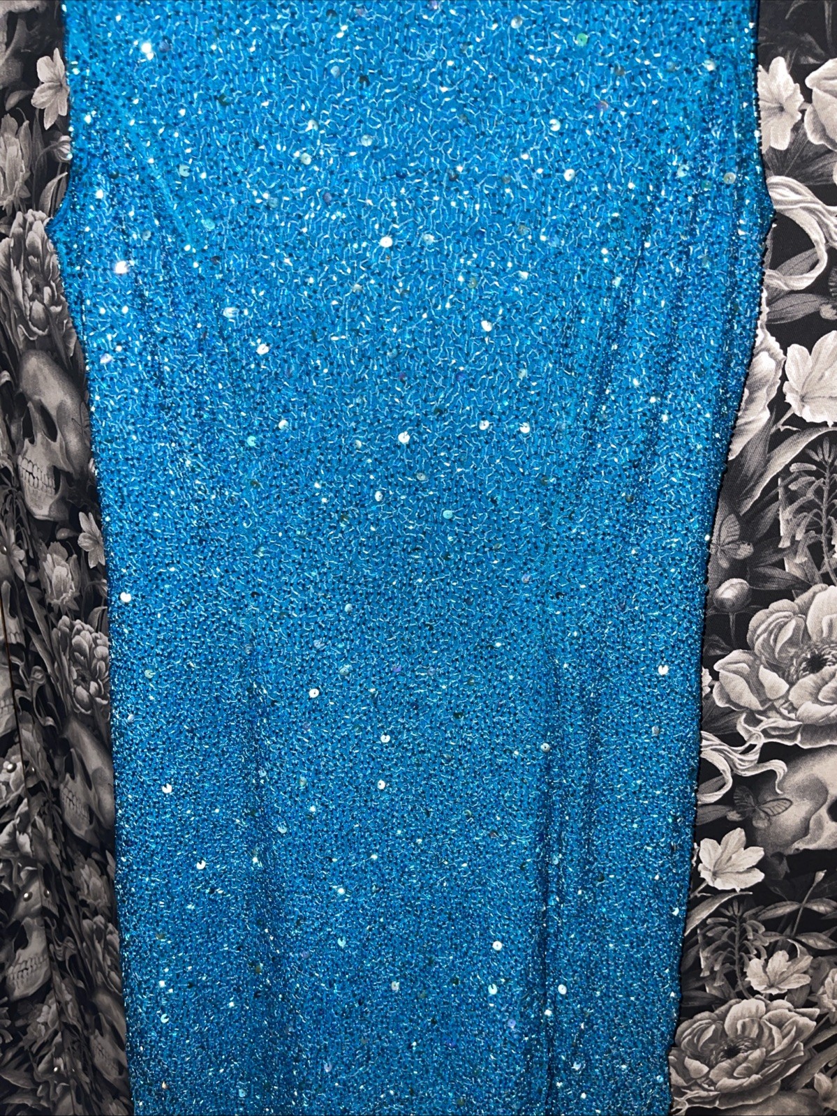 Riazee Boutique Teal Silk Fully Beaded Cocktail Dress Size 4 🩴
