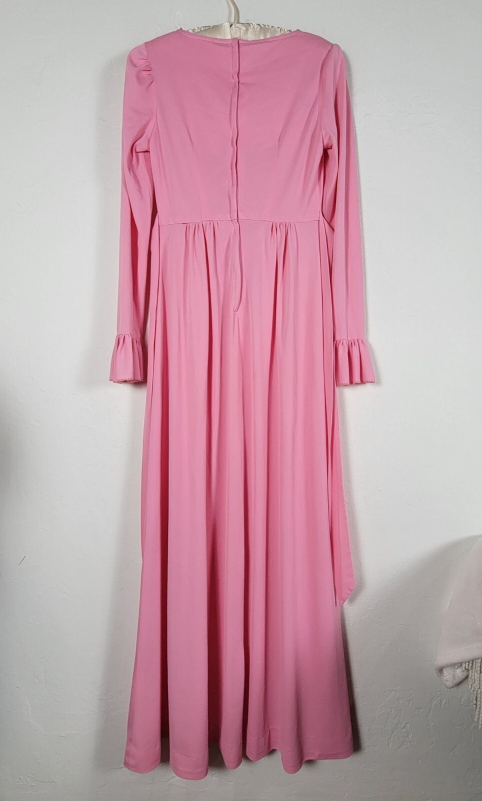 Vintage Kristie Lou Juniors Long-Sleeve Ruffled Maxi Dress Pink Empire Waist