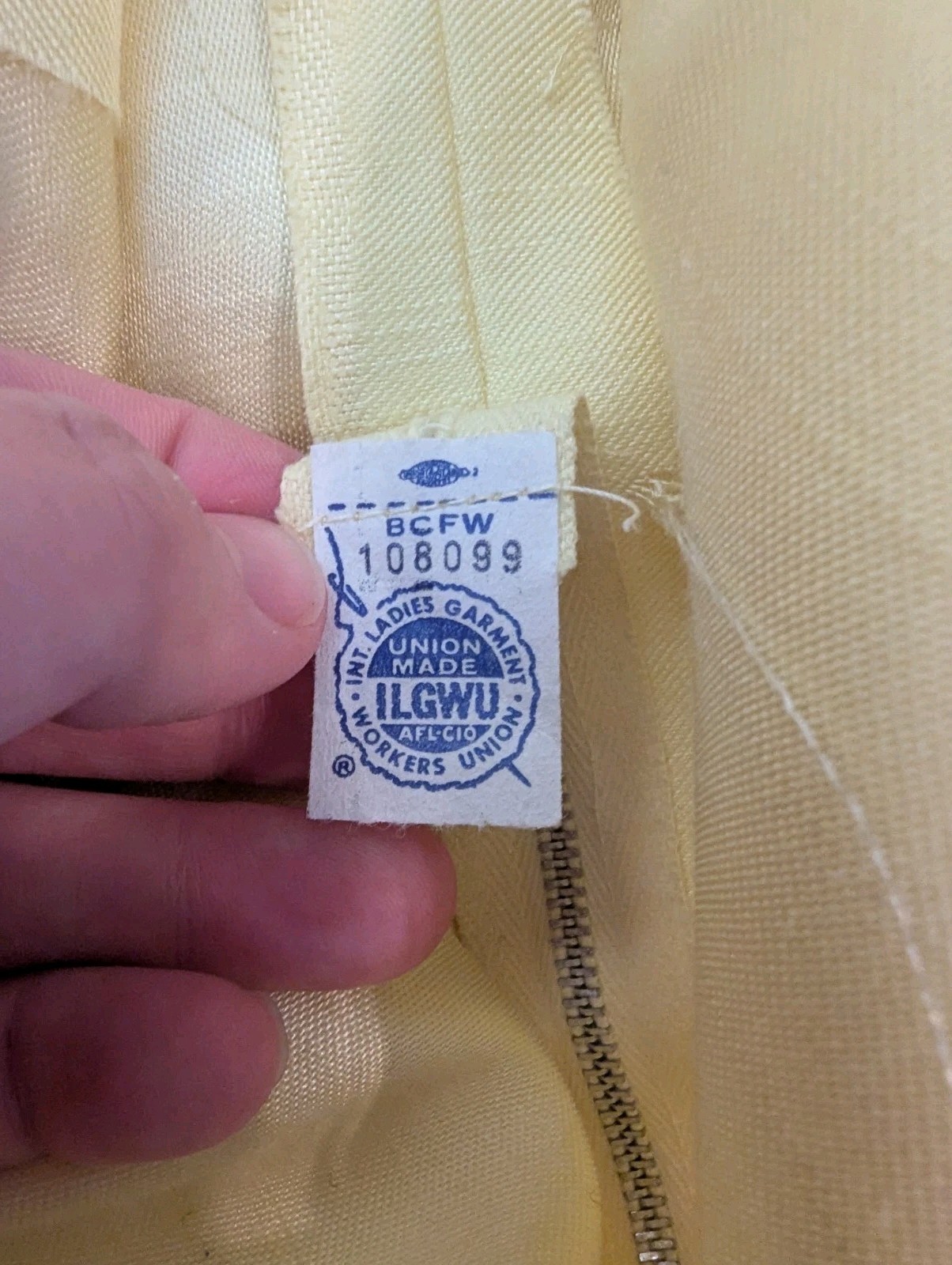 Vintage 1960s ILGWU Union Made Yellow Lace Dress Empire Waist XS Satin Belt Bow