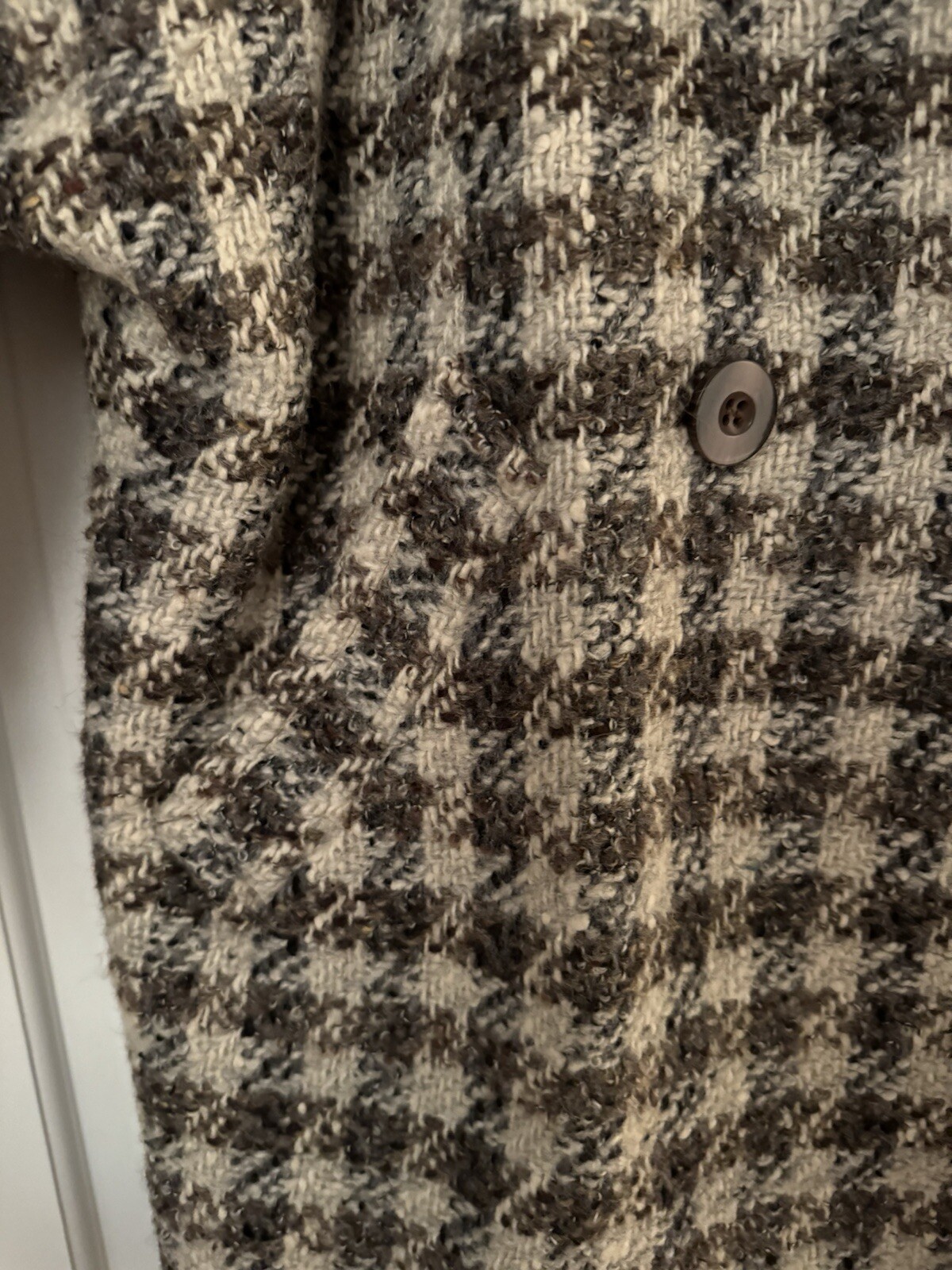 Cool Vintage Women’s Wool Coat – Cream, Black & Taupe Button