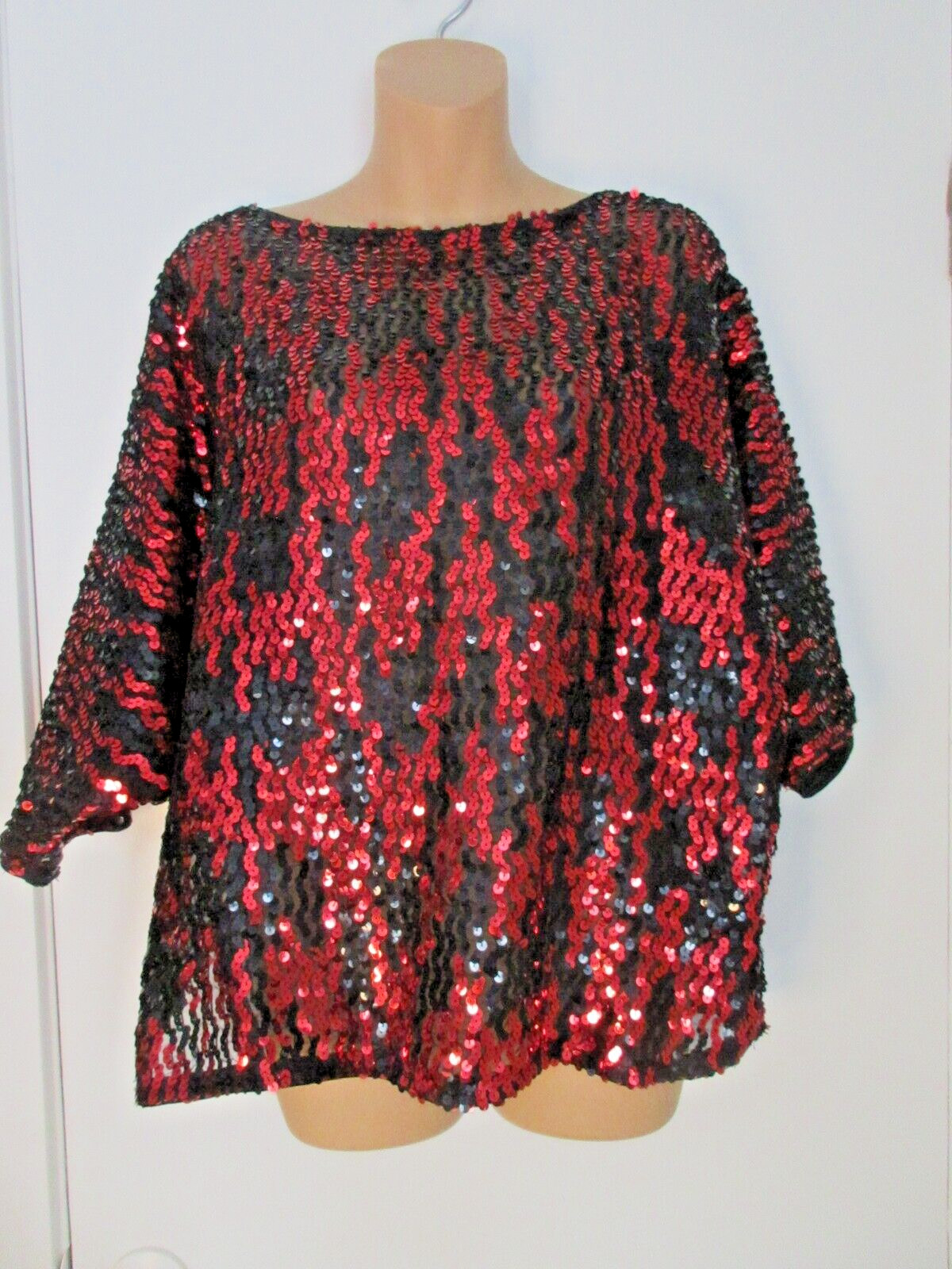 WOMENS TOP M/L/XL Vintage Rob Hill For Mister Jay 80s Sequin Dolman Sleeve Top