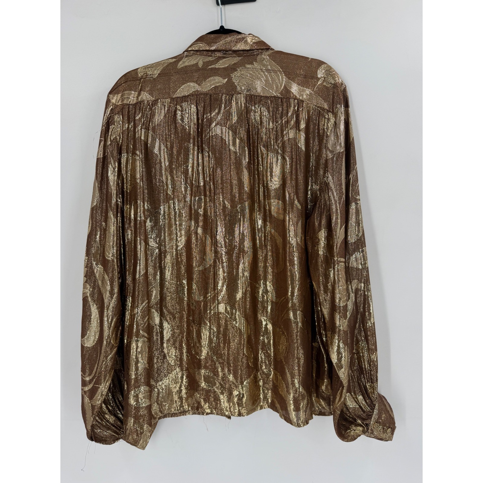 Nina Ricci Blouse Womens 16 Bronze Gold Metallic Lurex 80s Vintage Glam Disco