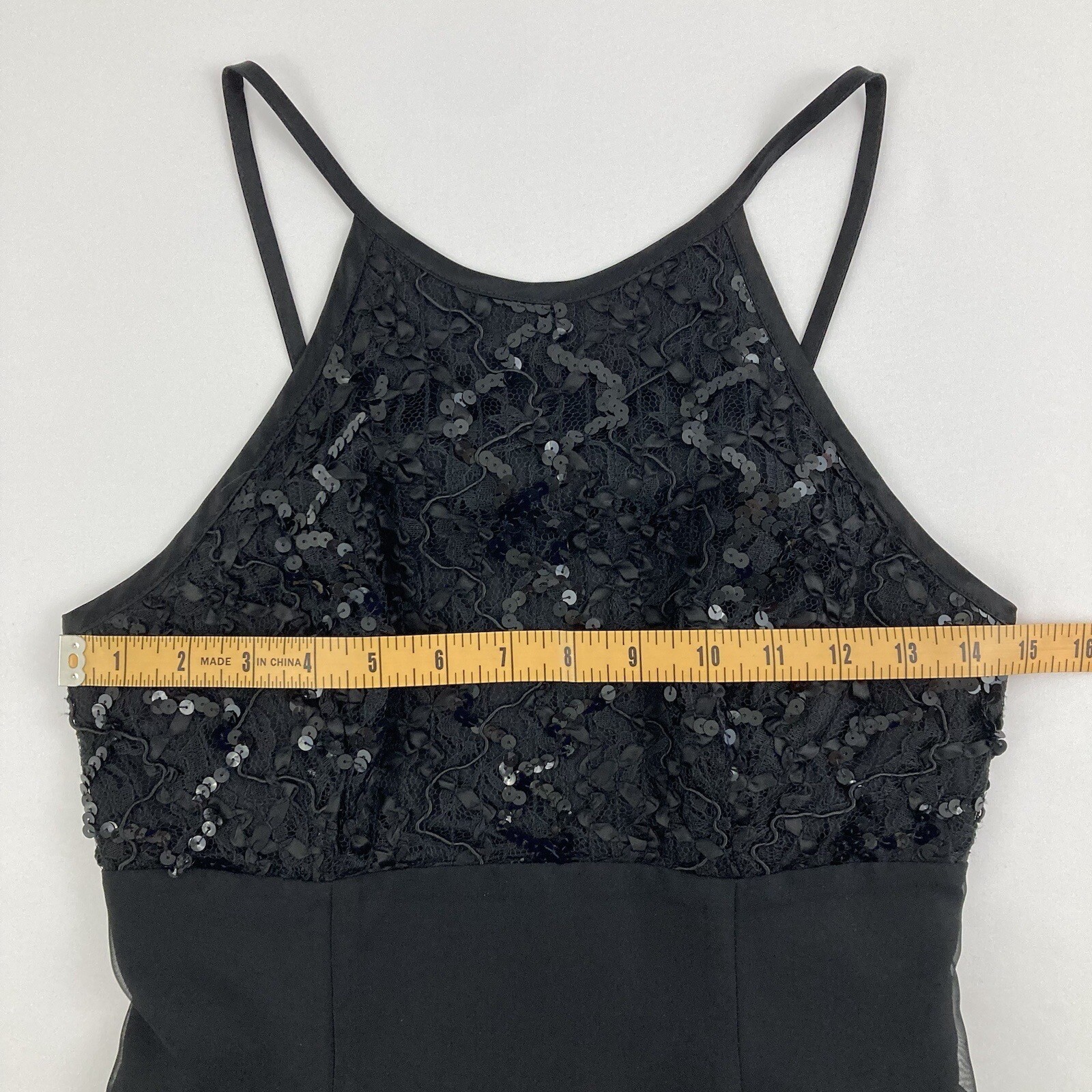 Vintage De Laru By Linda Bernell Black Spaghetti Strap Cocktail Dress Size 5