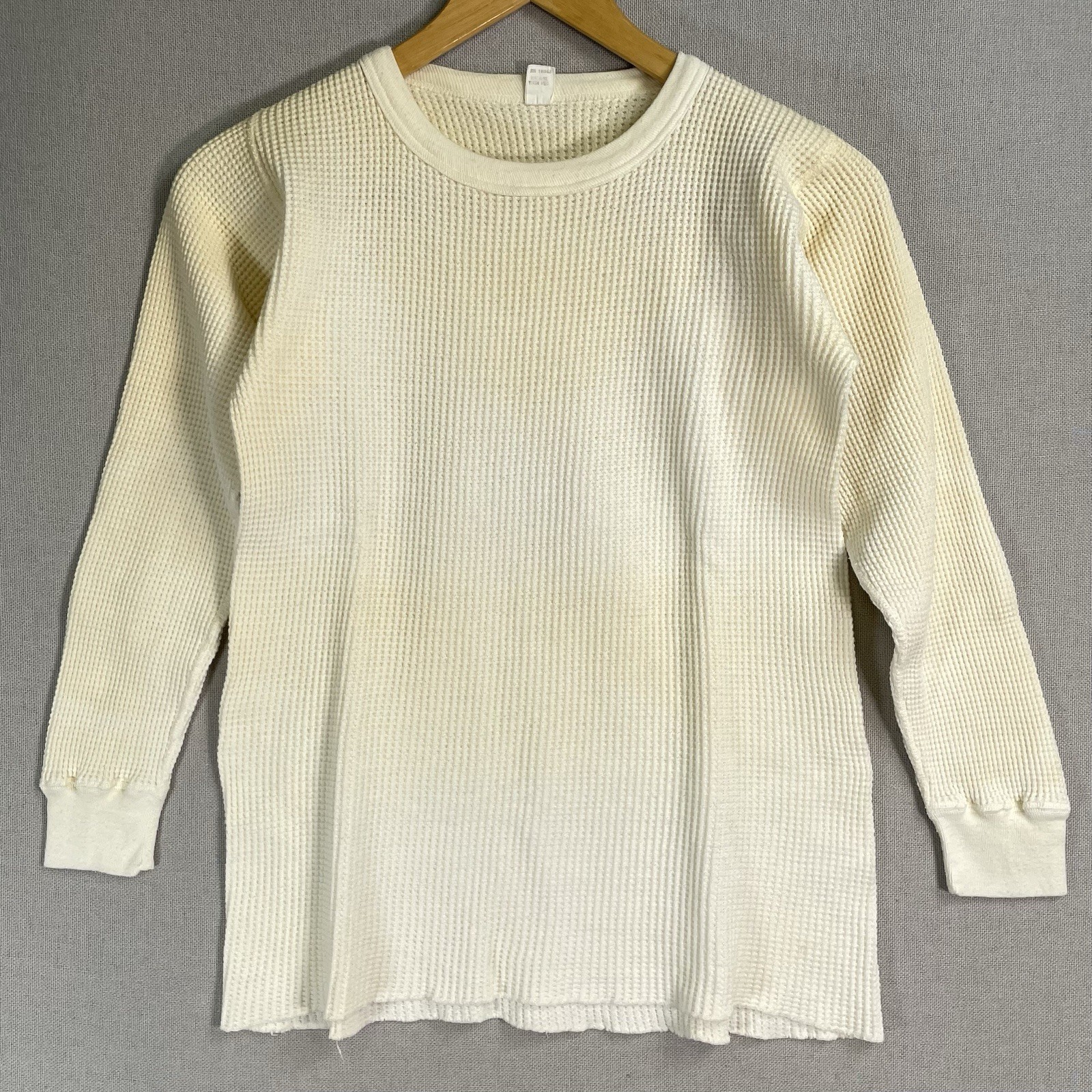 VINTAGE 50s 60s Sears Thermal T Shirt Womens Size Medium Waffle Knit Cotton Flaw
