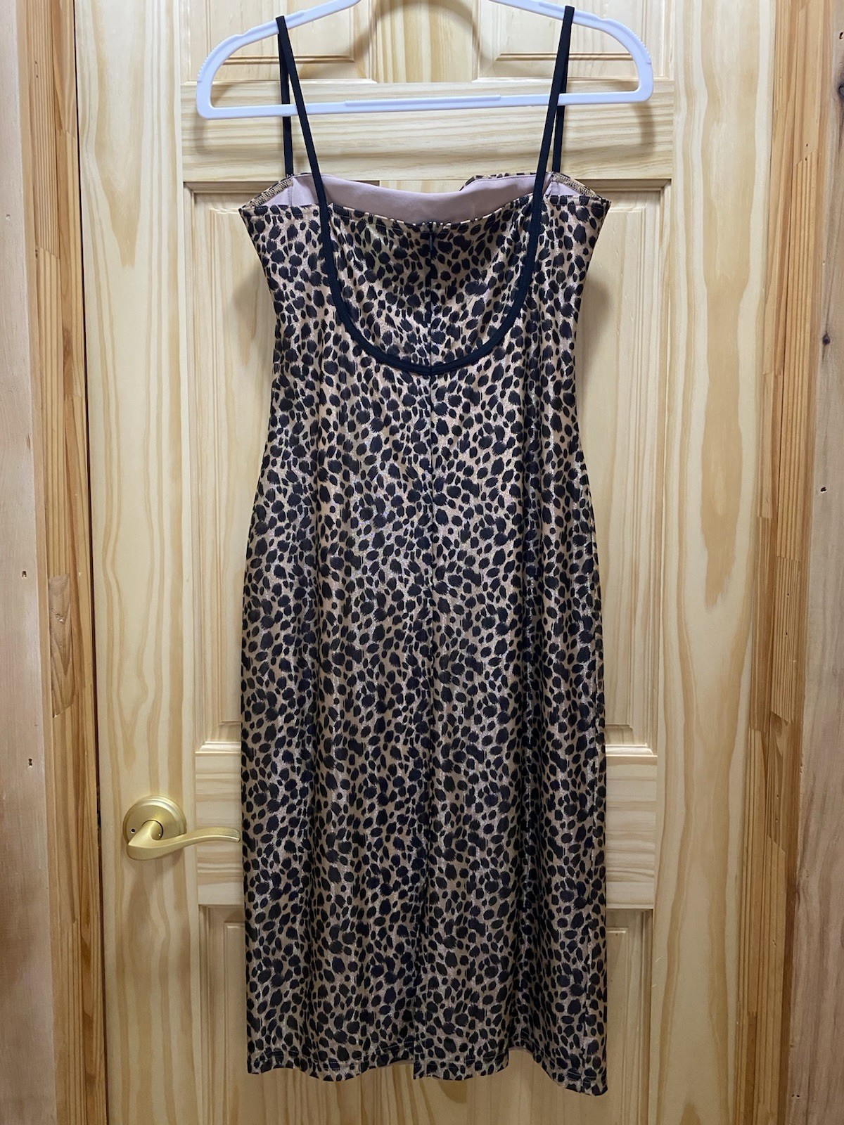 Vintage Y2K Joseph Ribkoff Leopard Print Black/Gold Shimmer Slip Dress Sz. 8