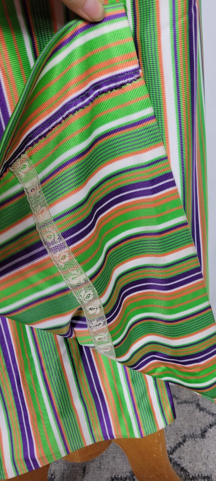 Vtg 60s striped mod hippie skirt green orange purple sz s/m