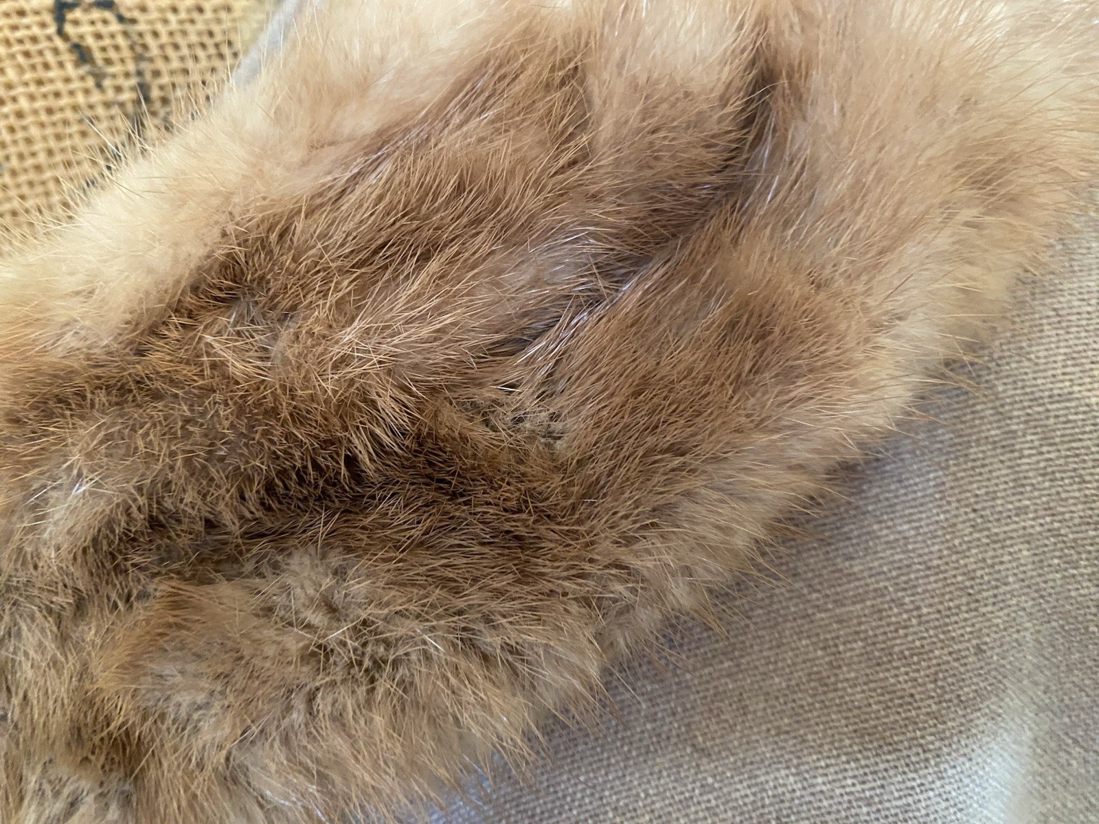 Vintage 1950s Tan Wool Swing Coat Real Mink Fur Collar Cuffs 46” Bust Nice!!!