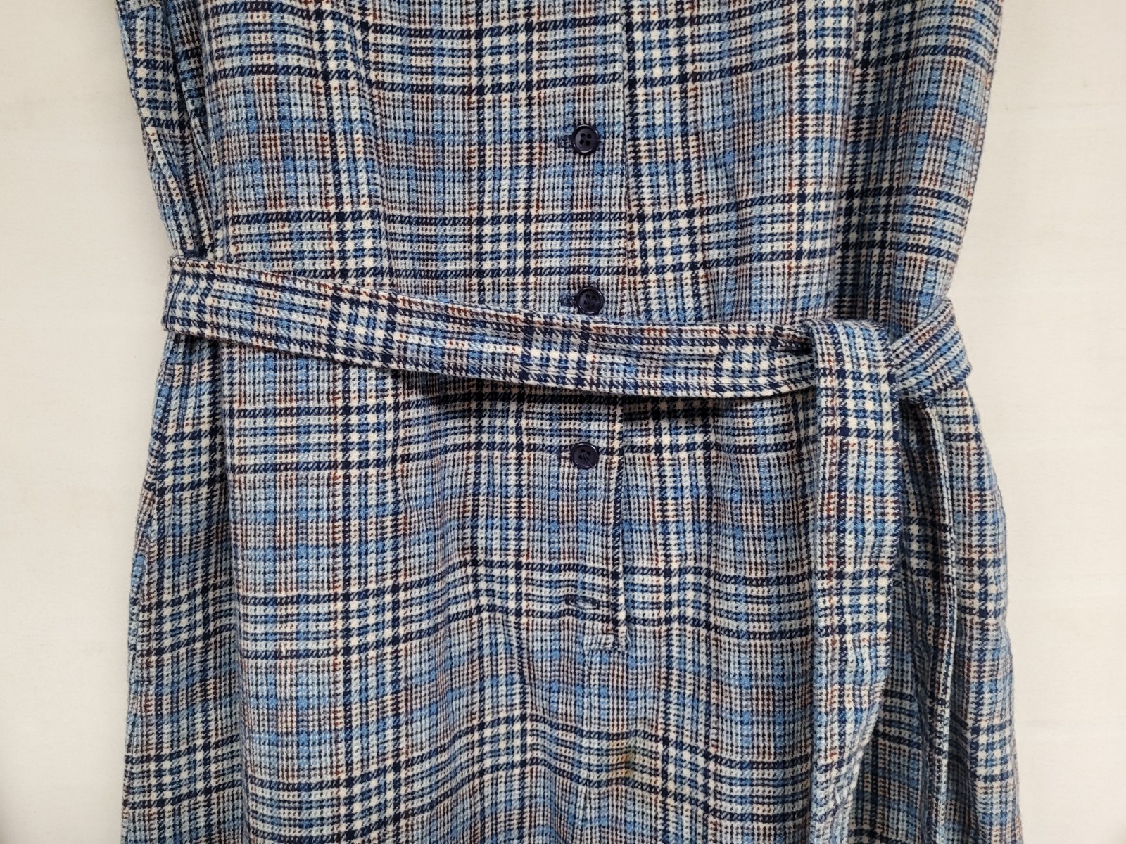 LOT OF 2 VINTAGE PENDLETON WOOL DRESSES BELTED SLEEVELESS HOUNDSTOOTH & PLAID