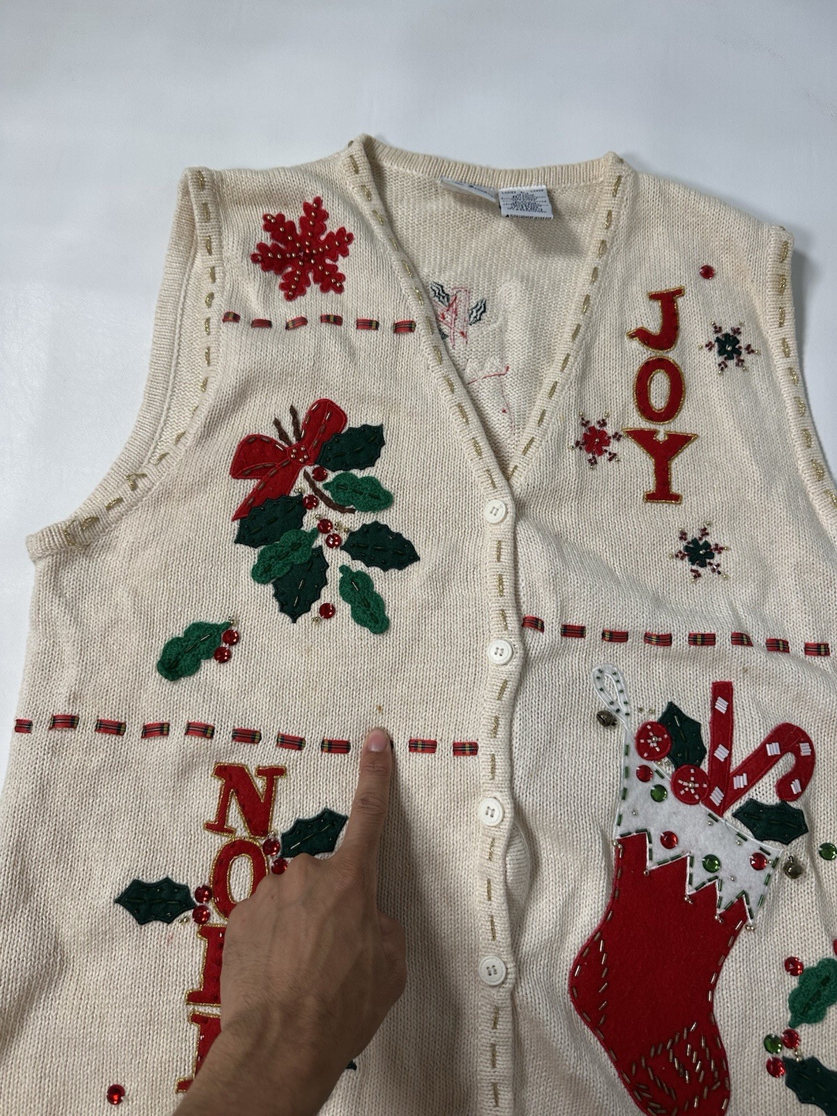 Bobbie Brooks Noel Joy Festive Gifts Red Ugly Christmas Vest Size Large 12/14