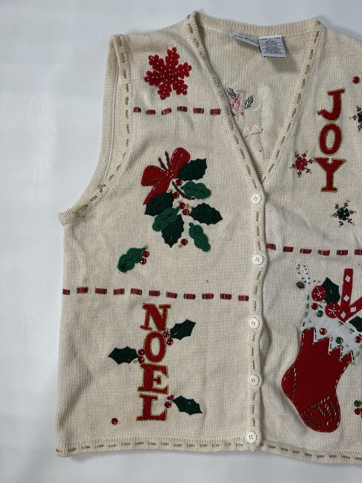 Bobbie Brooks Noel Joy Festive Gifts Red Ugly Christmas Vest Size Large 12/14