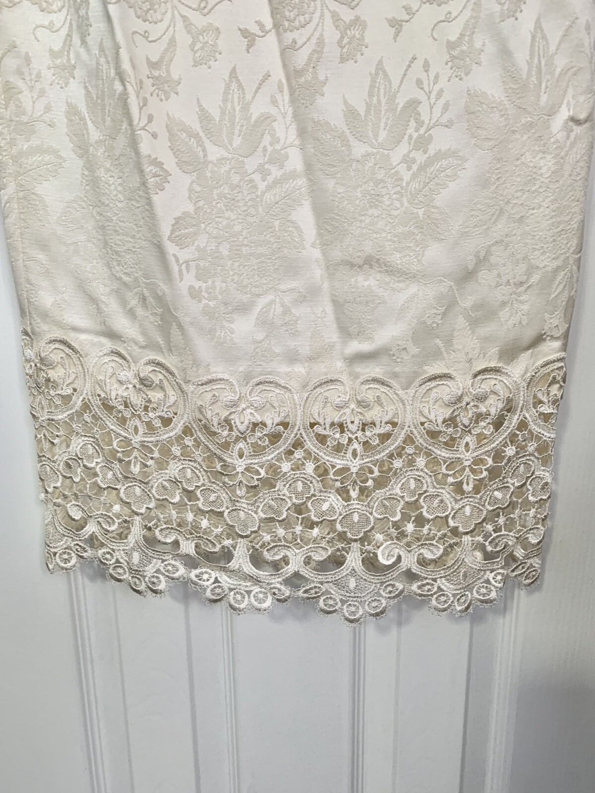 VTG 90s Pearls Lace Wedding Dress Cachet by Bari Protas Ivory Volup Gown Bodycon