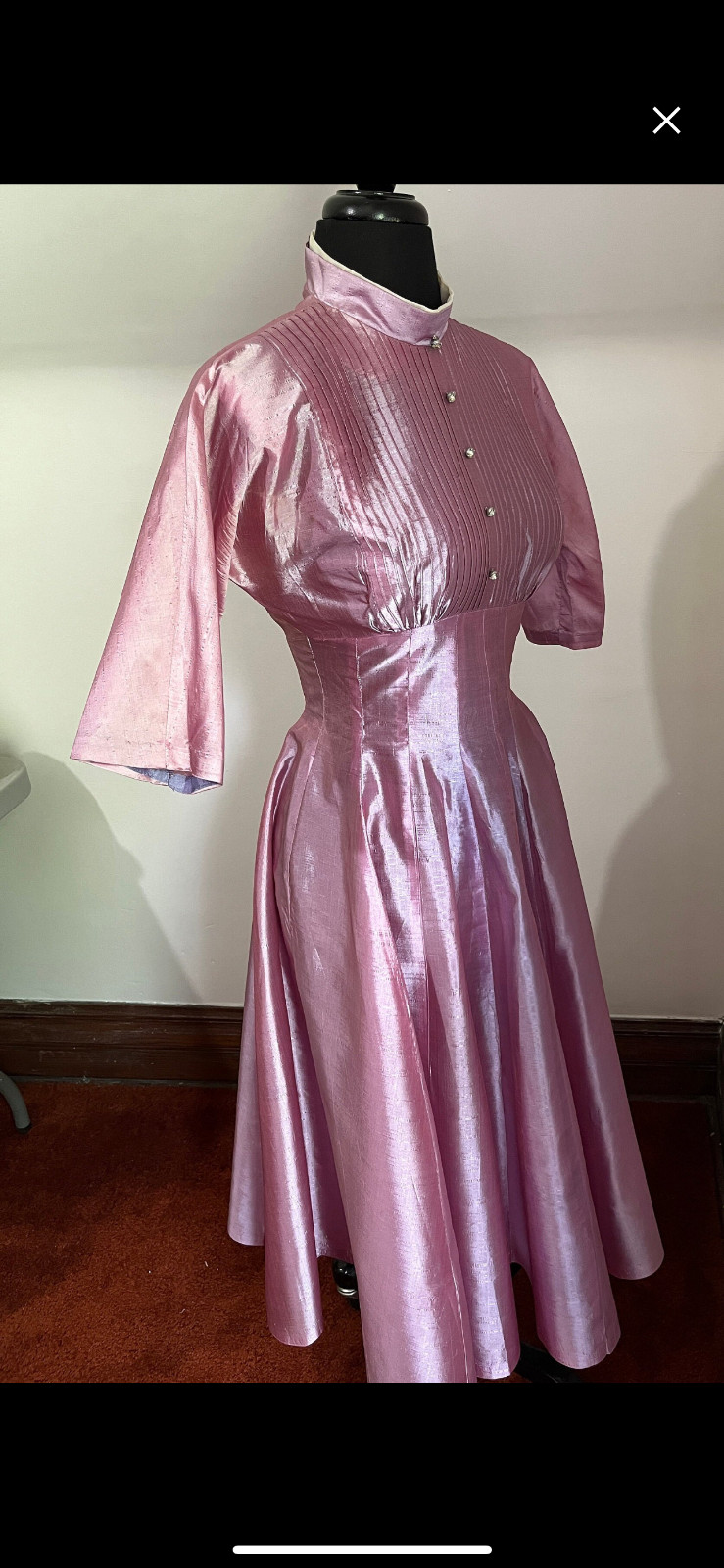 Vintage 1950s beautiful dusty rose raw silk party dress, size S