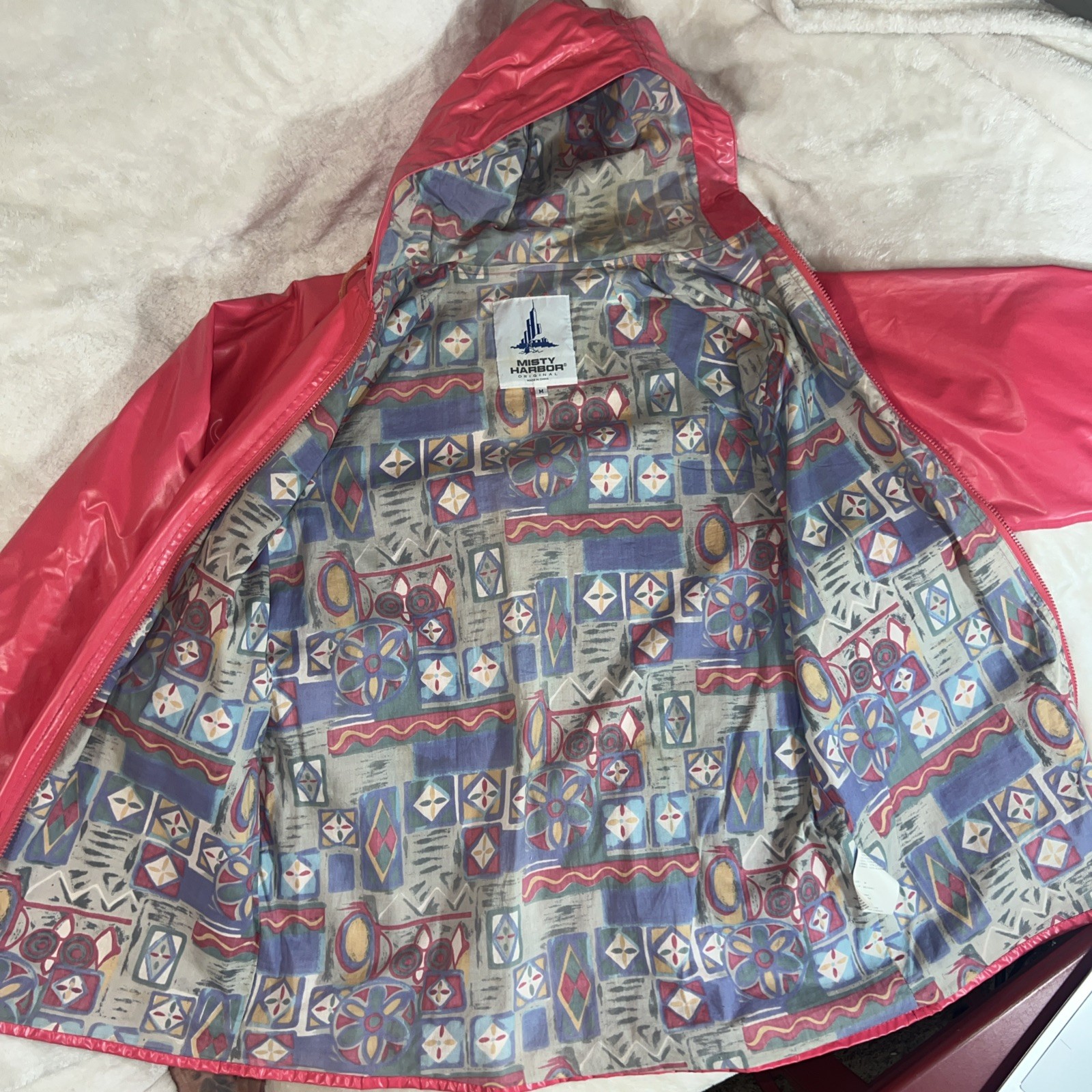 Misty Harbor Slicker Hooded Rain Coat Jacket Spring Y2K Princess Pink Lined