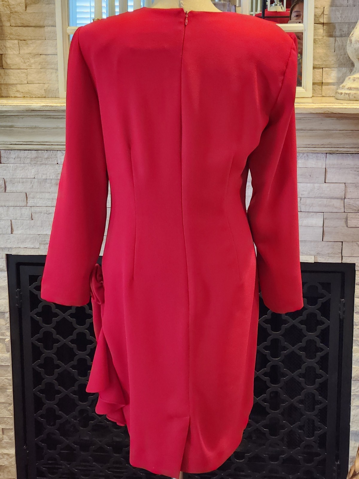 Vintage Robert Riel Saks Fifth Avenue Red Dress 3d Rose Size 6 Special Occasion