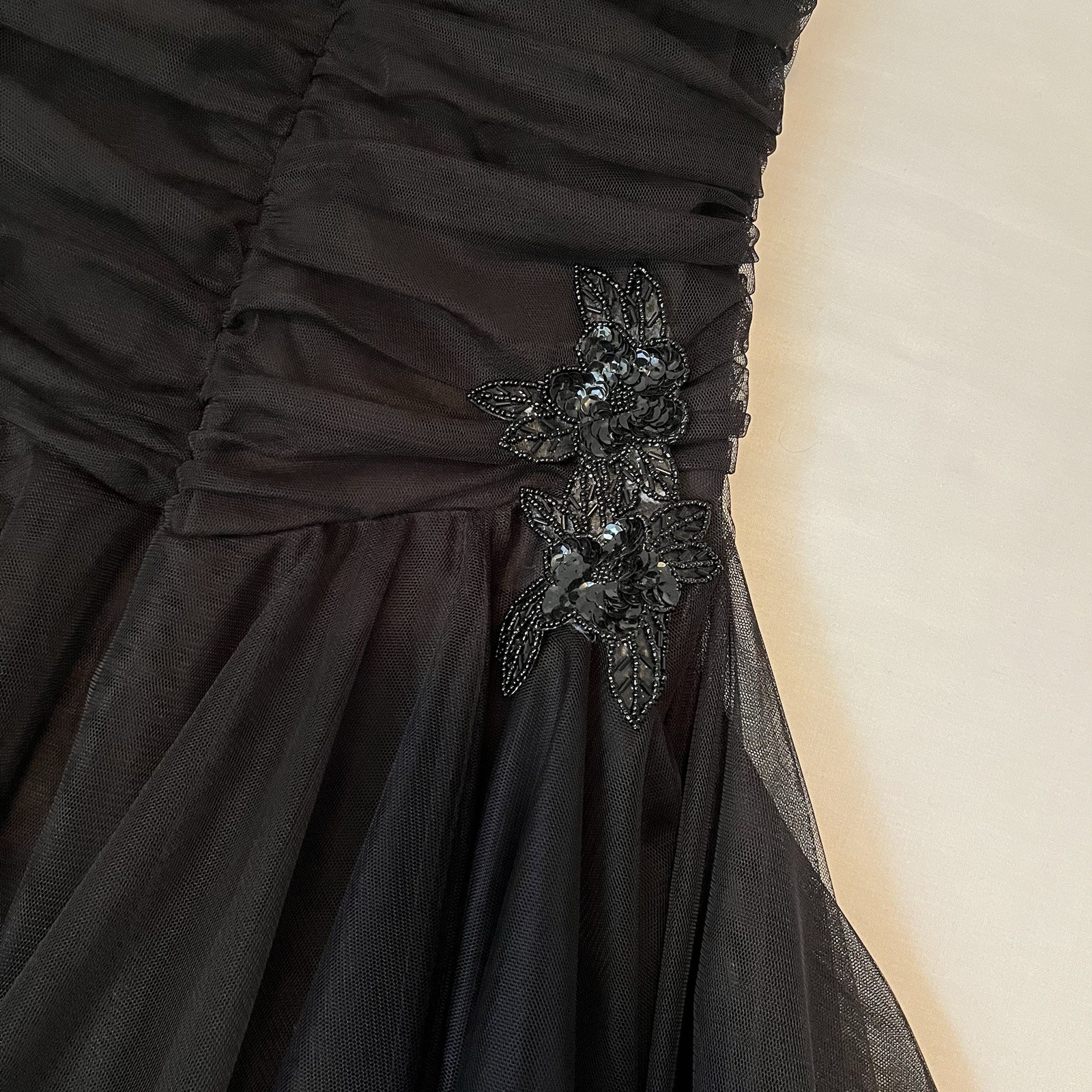 Vtg Kiki Dress Women’s Large Black Pink Satin Fairy Whimsigoth Ruching Y2K USA