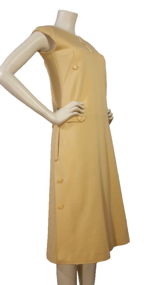 Vintage Andre Courreges Cream Knit Mod Dress Size 00