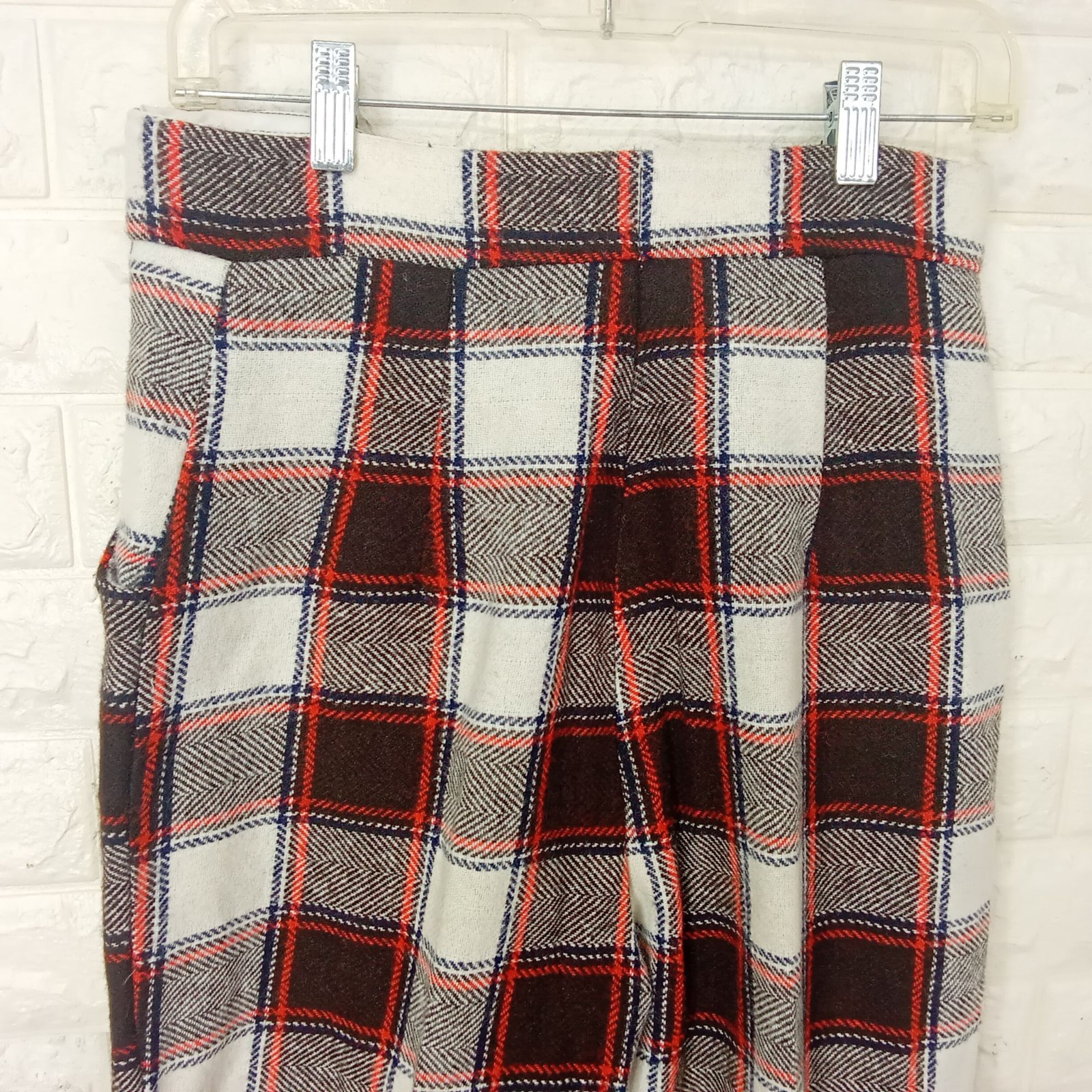 Vintage 60s-70s JC Penney Fashions Plaid Pants WideLeg Cuff Highrise Pocket (14)