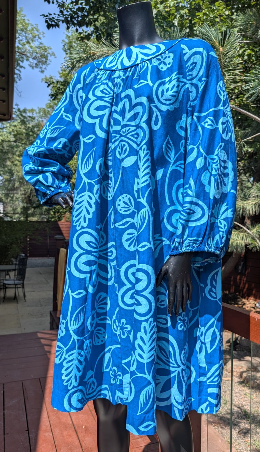 Vintage 60’s Waltah Clarke Hawaiian tiki tent Dress up to 48″ bust L XL