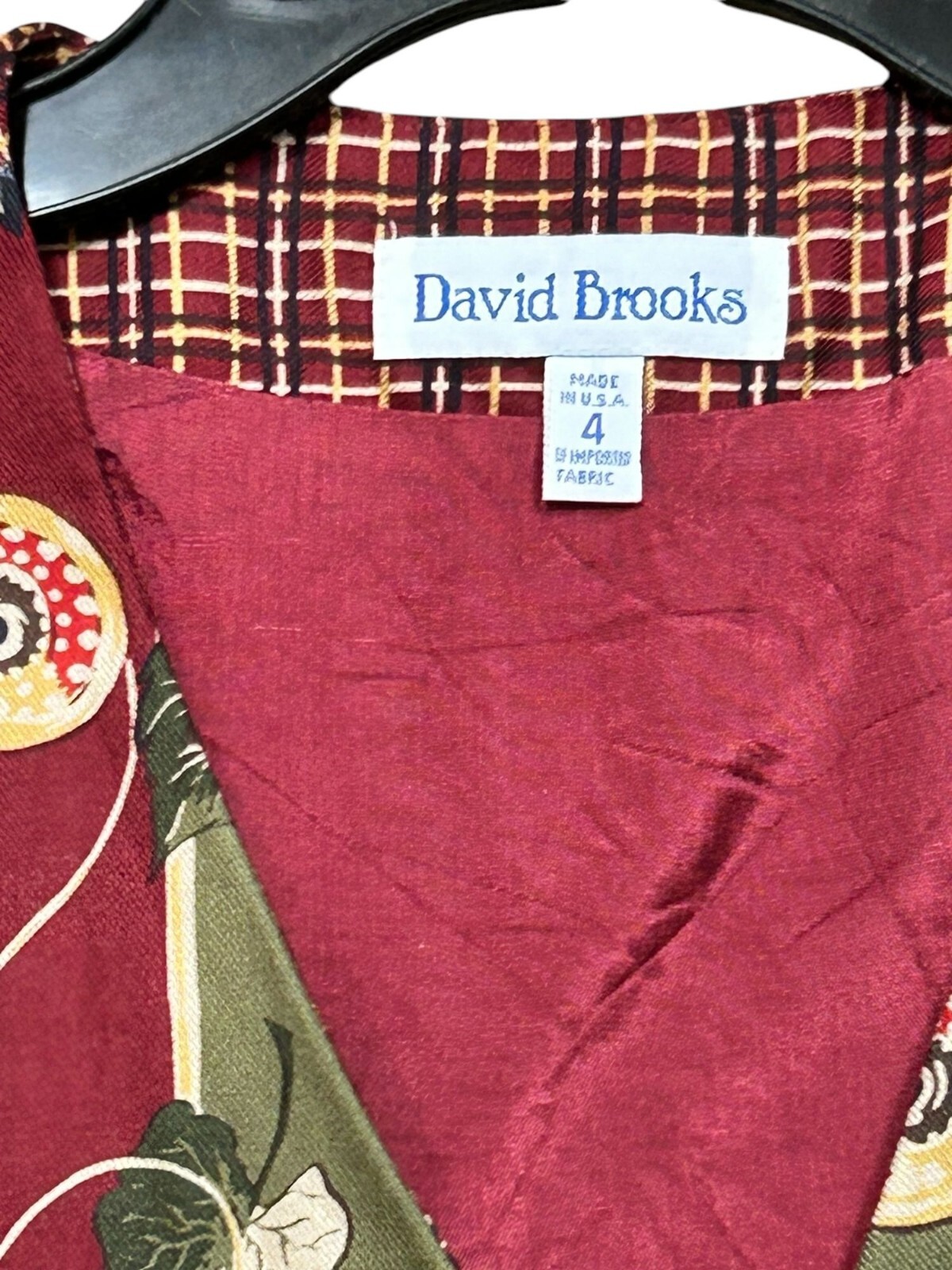 VTG David Brooks Womens Size 4 Plaid Skirt & Vest Set W Floral Details Wrap Zip