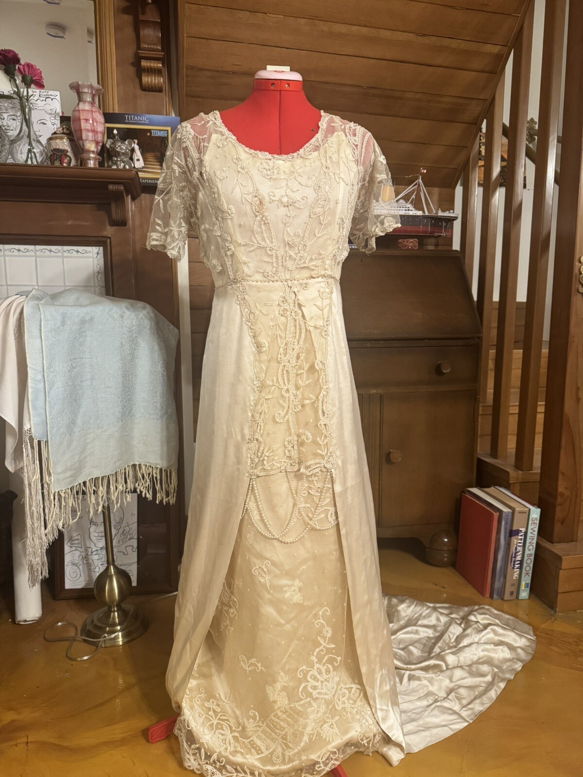 Antique Edwardian Titanic Era Wedding Dress 1910 Wearable Vintage