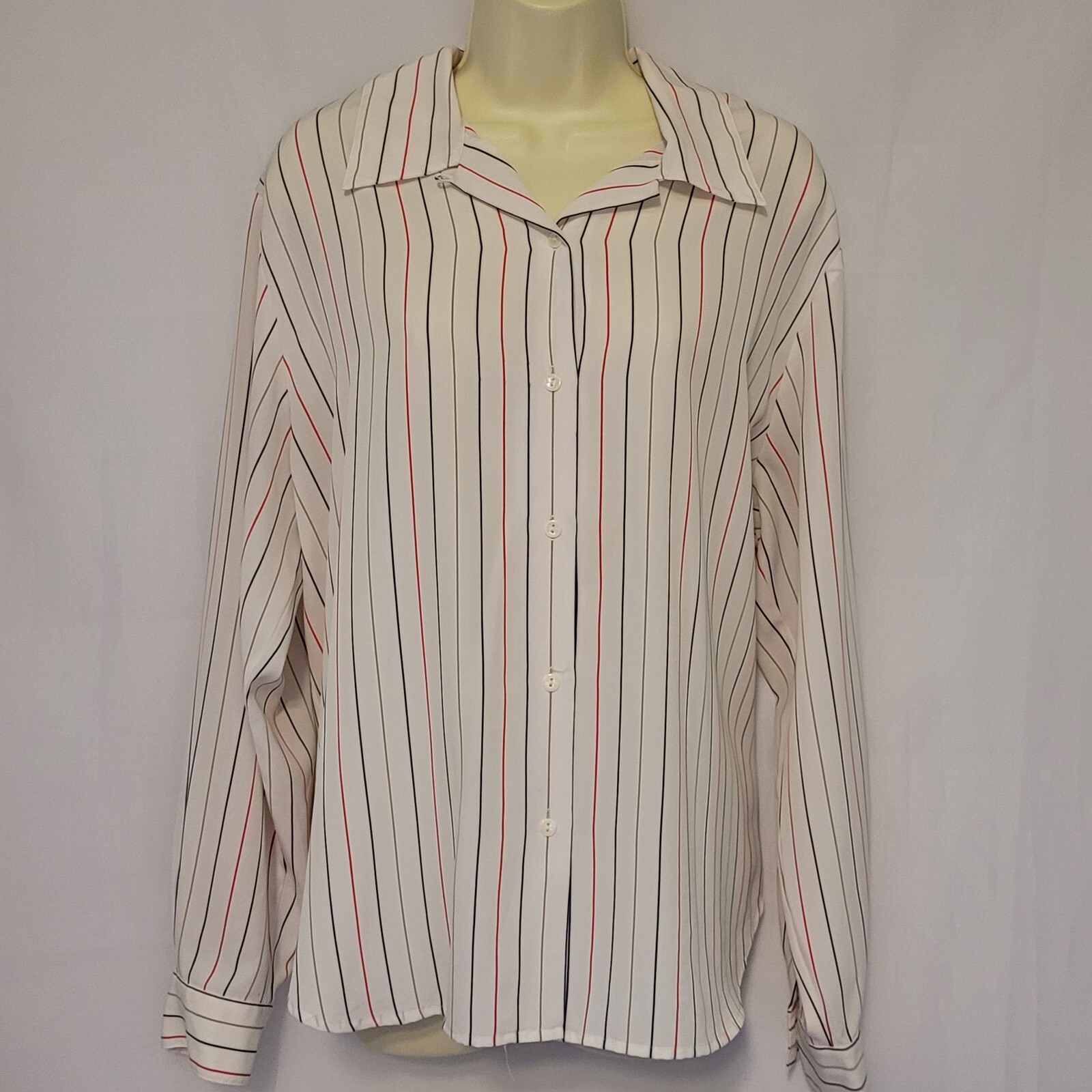 VTG Pendleton Wmn’s Striped Button Up Long Sleeve Blouse Size 16 Classic 80s