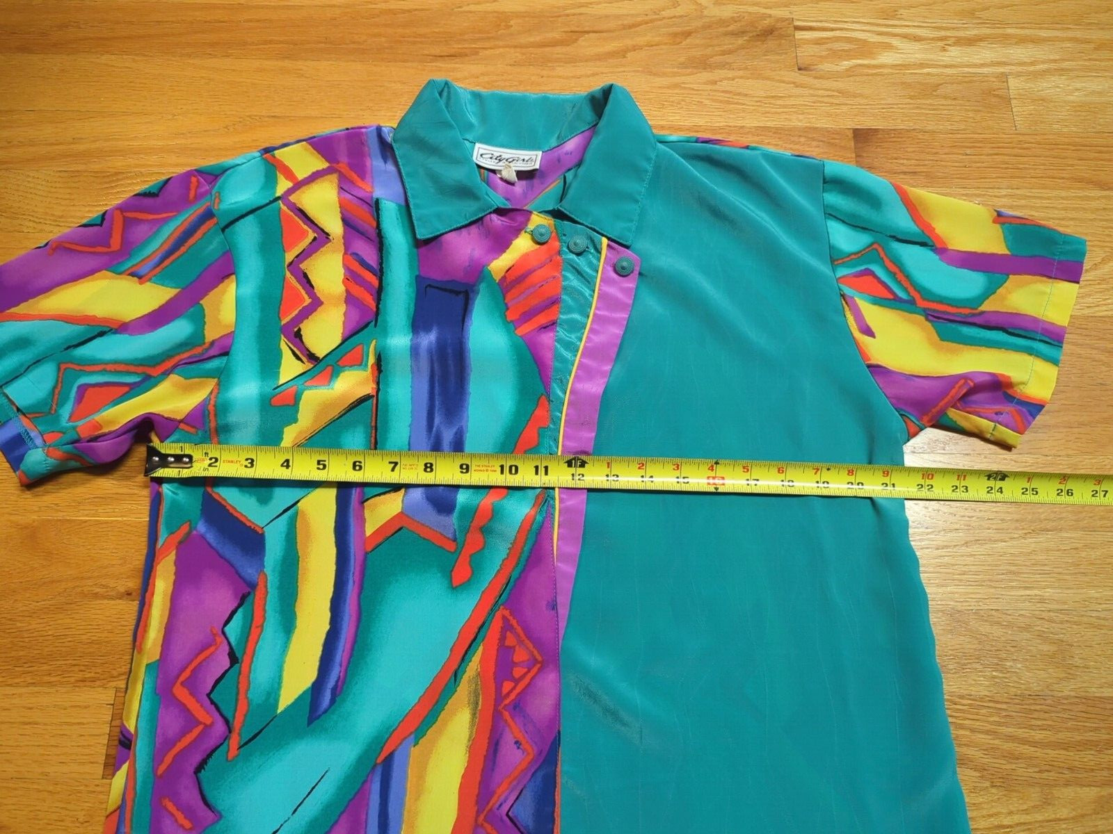 Vintage City Girl California Blouse Shirt Color Block Retro 12 Made In USA