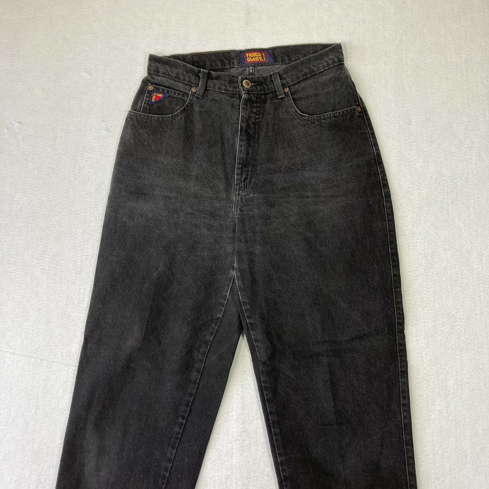 Vintage Mom Jeans Faded Black High Rise Tapered 30×33 Denim Faded Glory Pants