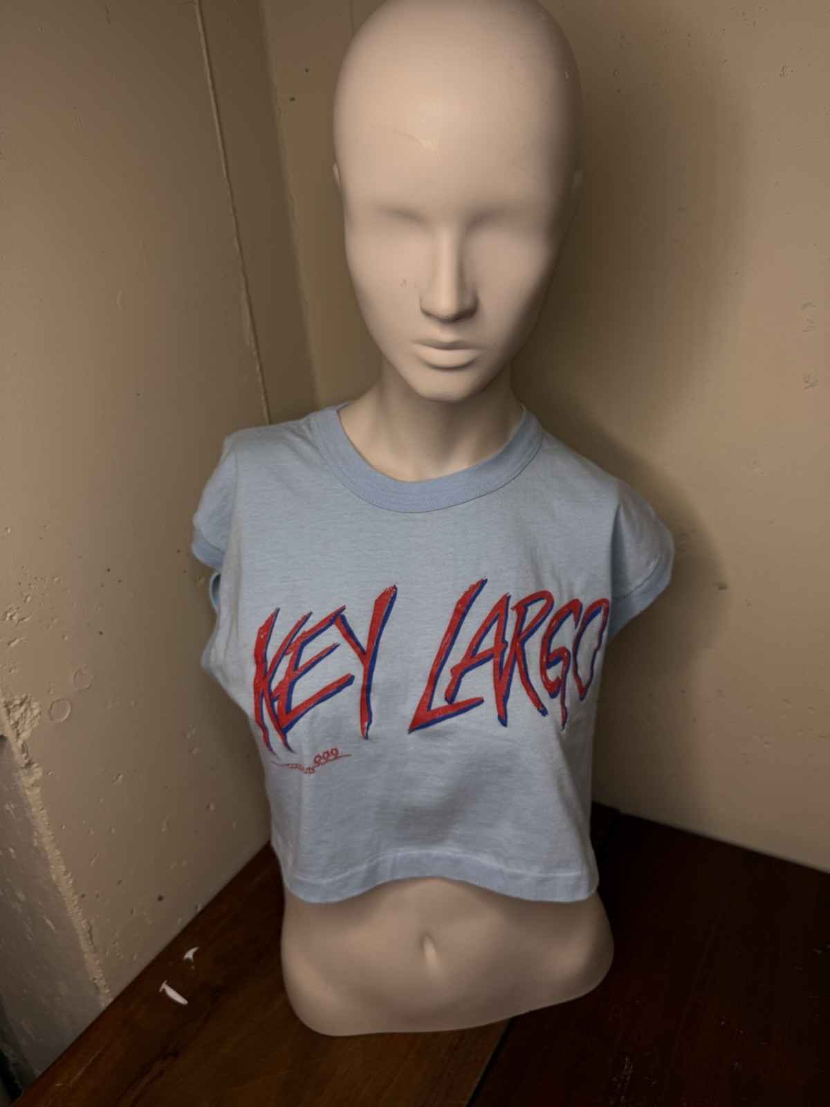 KEY LARGO COCONUTS VTG TSHIRT CROP TOP 80’s WEEKEND AT BERNIES SIZE L USA RARE